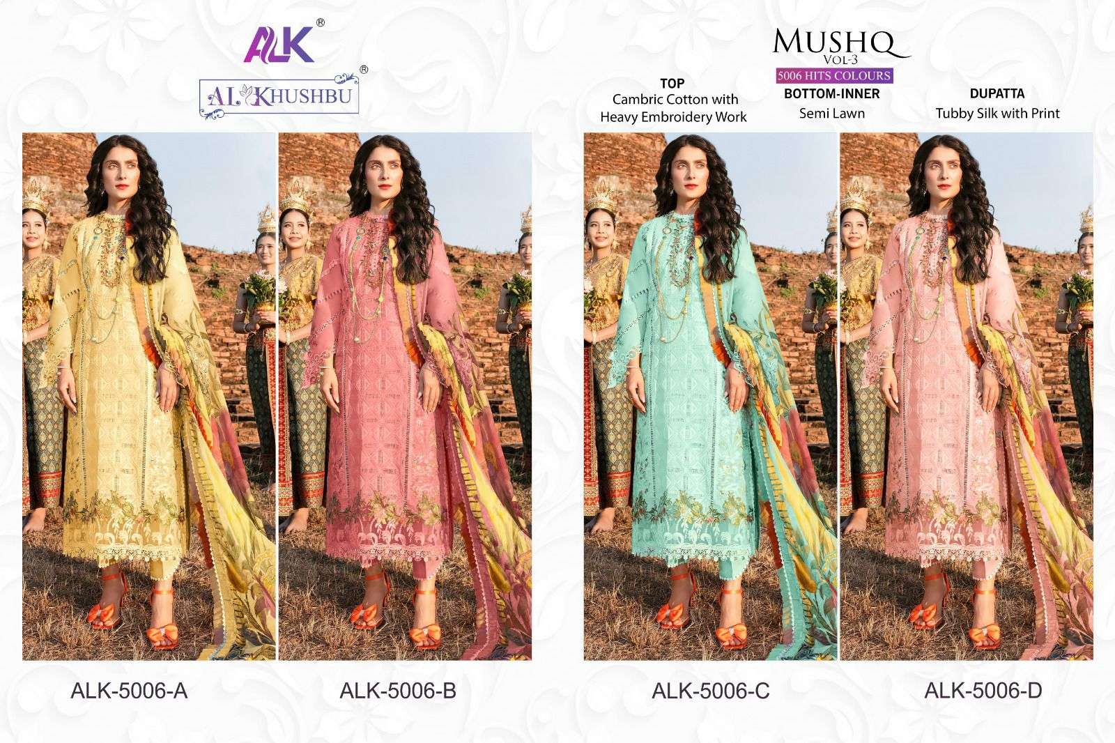 Alk Khushbu Mushq 5006 Designer Pakistani Suits Wholesale catalog