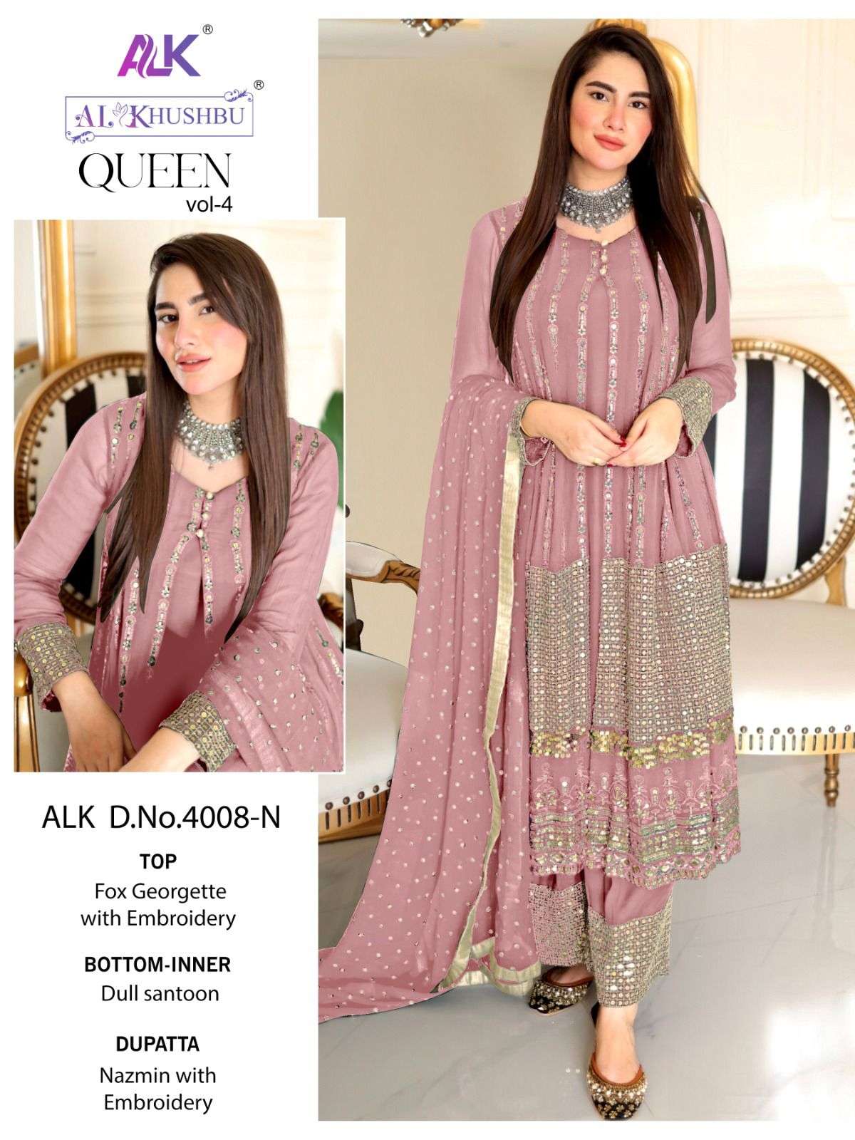 Alk Khushbu Queen Vol 4 Designer Pakistani Suit Wholesale catalog