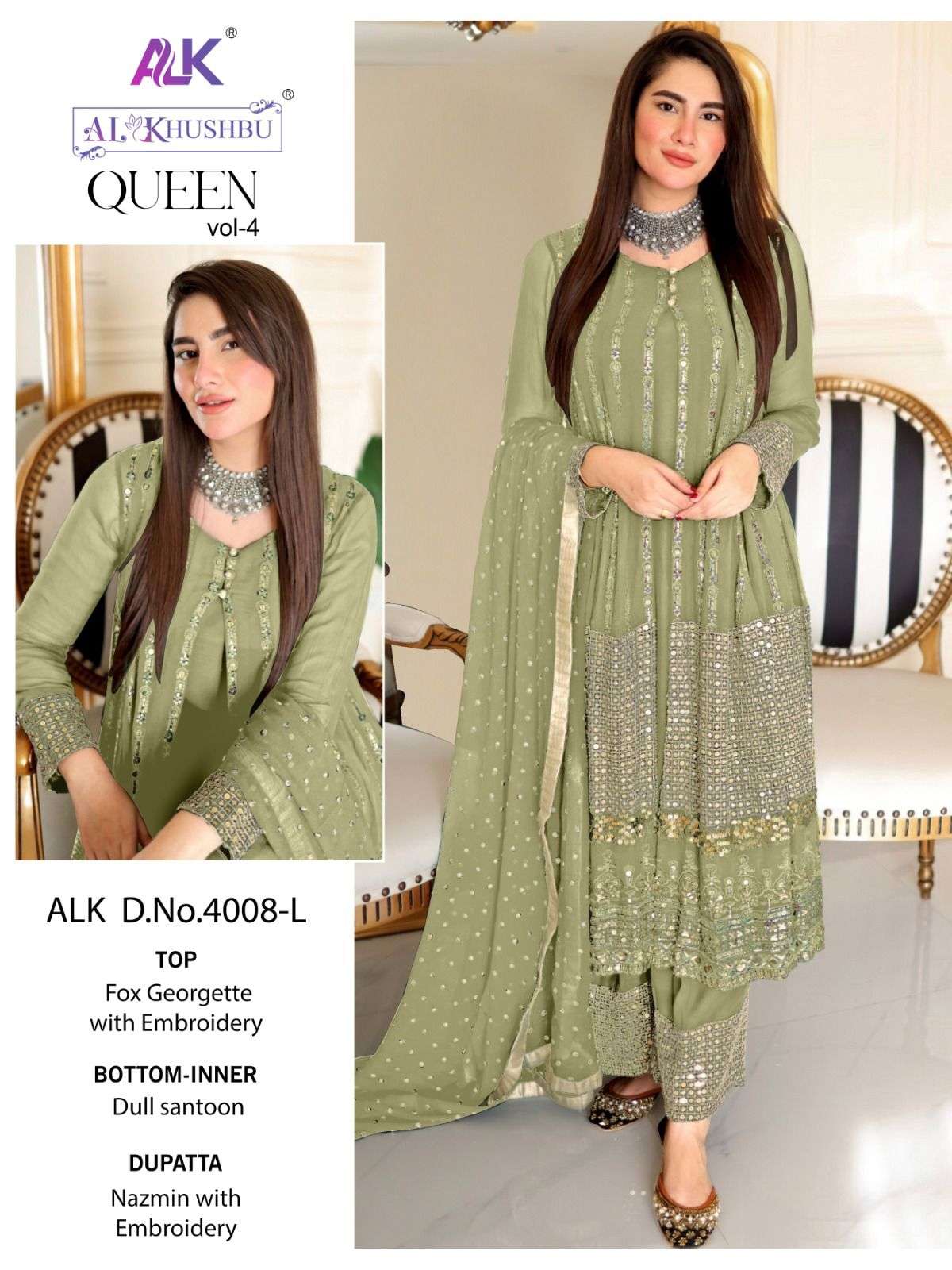 Alk Khushbu Queen Vol 4 Designer Pakistani Suit Wholesale catalog