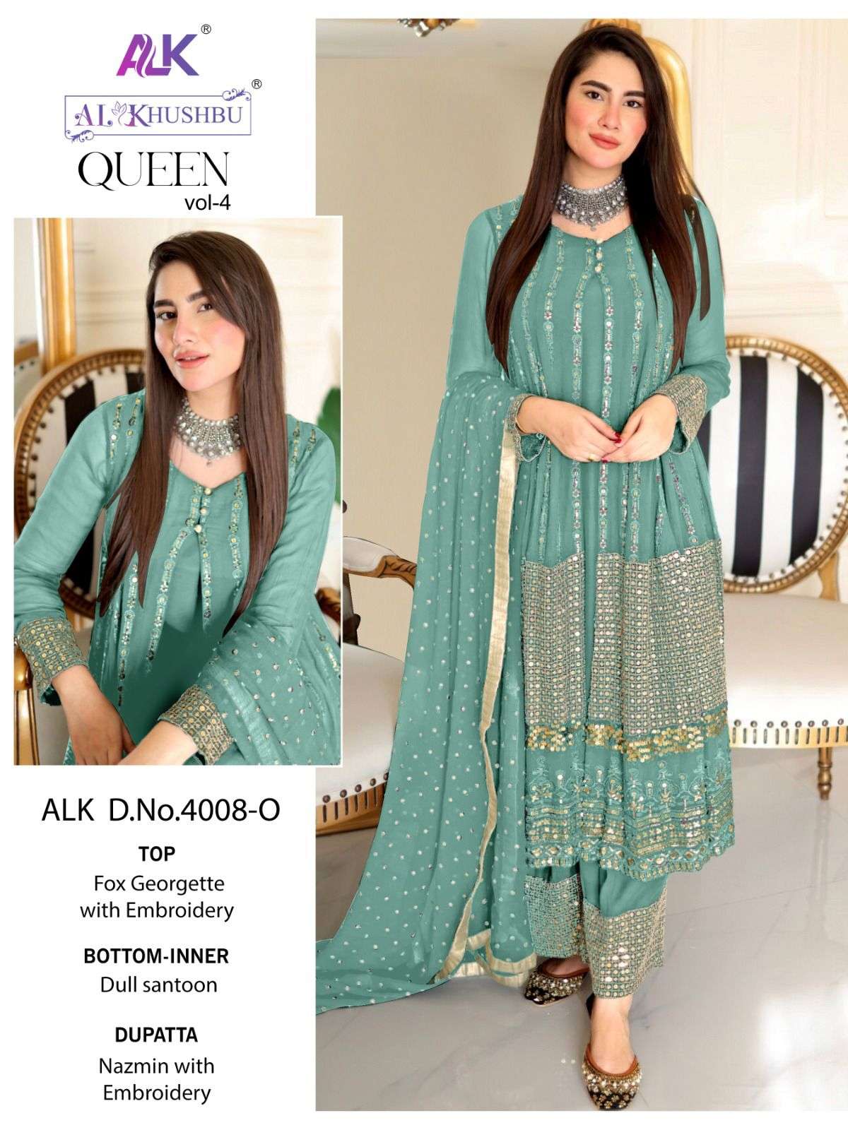 Alk Khushbu Queen Vol 4 Designer Pakistani Suit Wholesale catalog