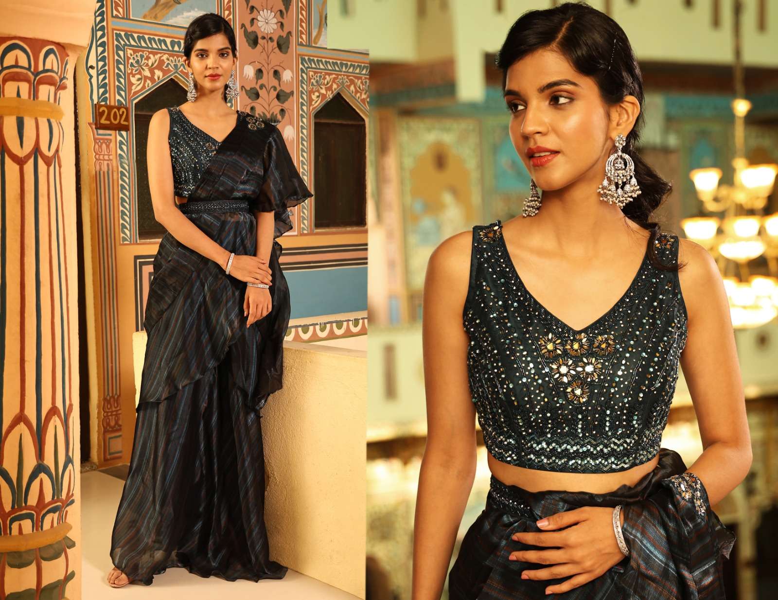 Amoha Trendz 1016341 Organza Ready To Wear Designer Saree Wholesale catalog