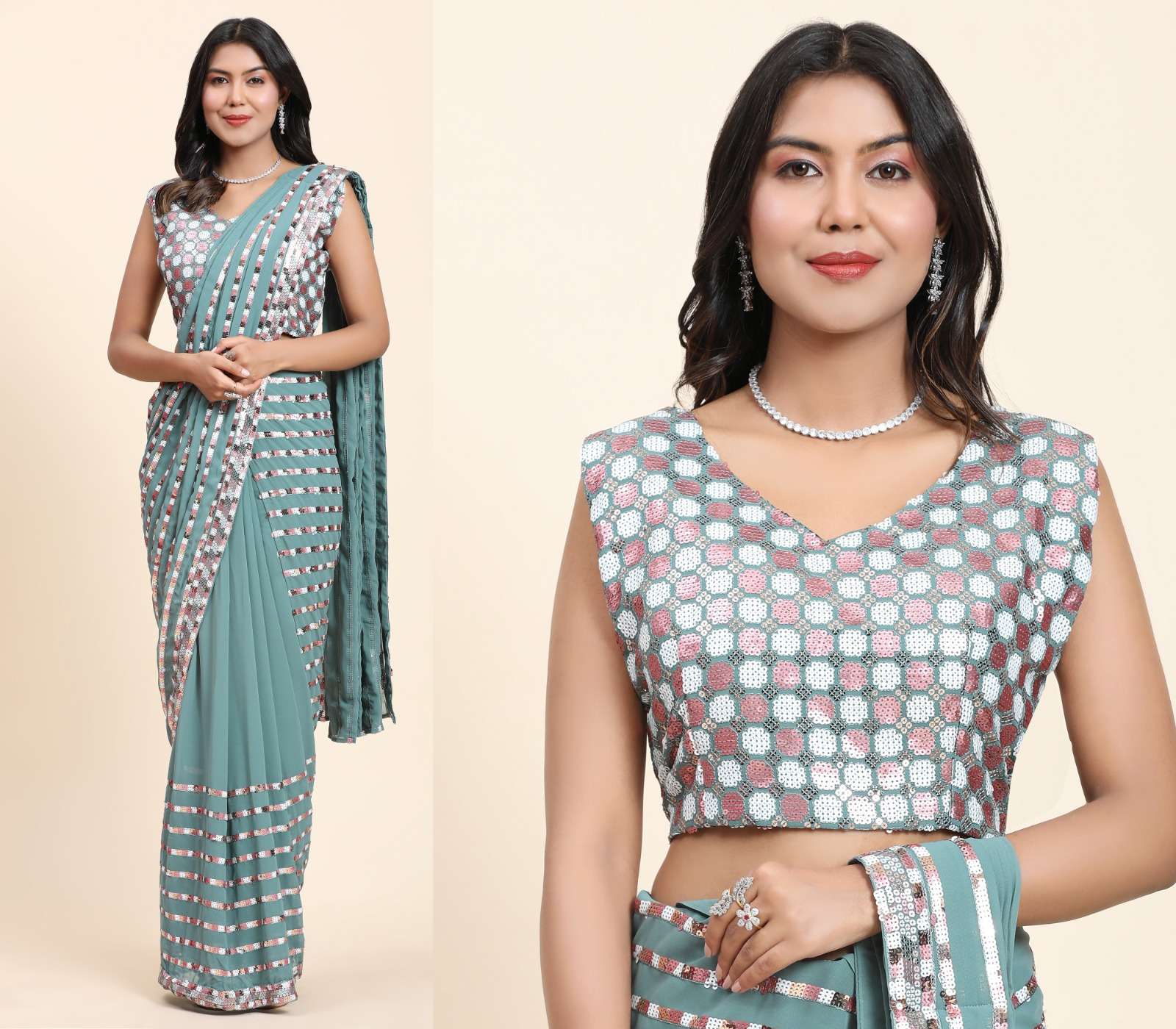 Amoha Trendz 248 Georgette Ready To Wear Saree Wholesale catalog