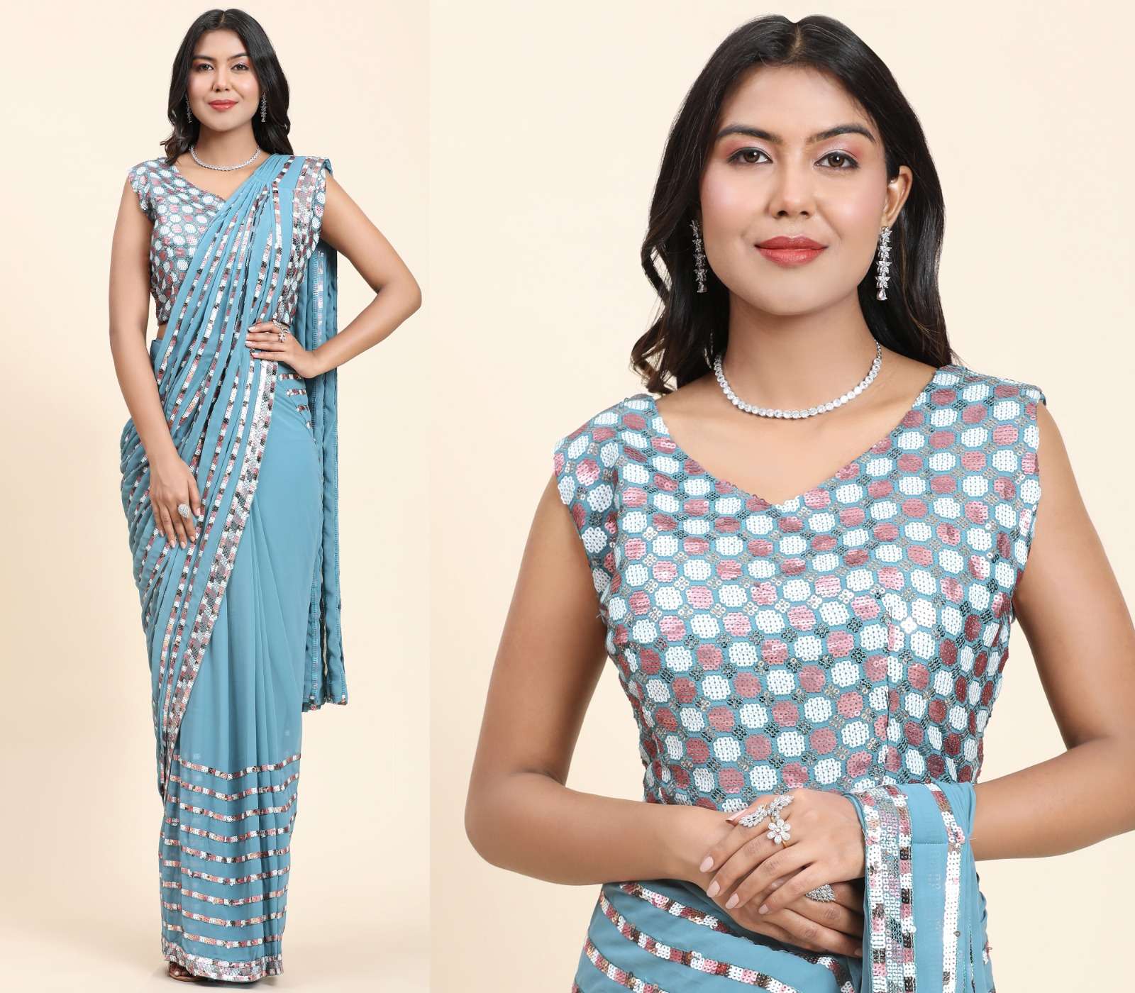 Amoha Trendz 248 Georgette Ready To Wear Saree Wholesale catalog