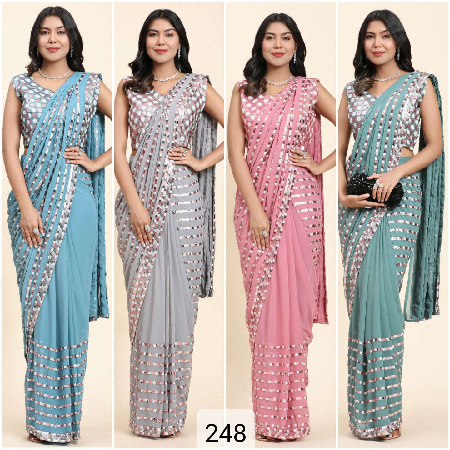 Amoha Trendz 248 Georgette Ready To Wear Saree Wholesale catalog