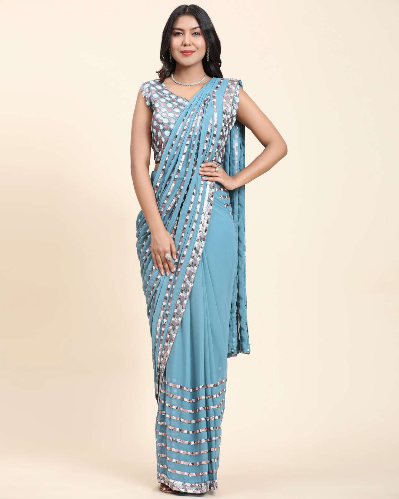 Amoha Trendz 248 Georgette Ready To Wear Saree Wholesale catalog
