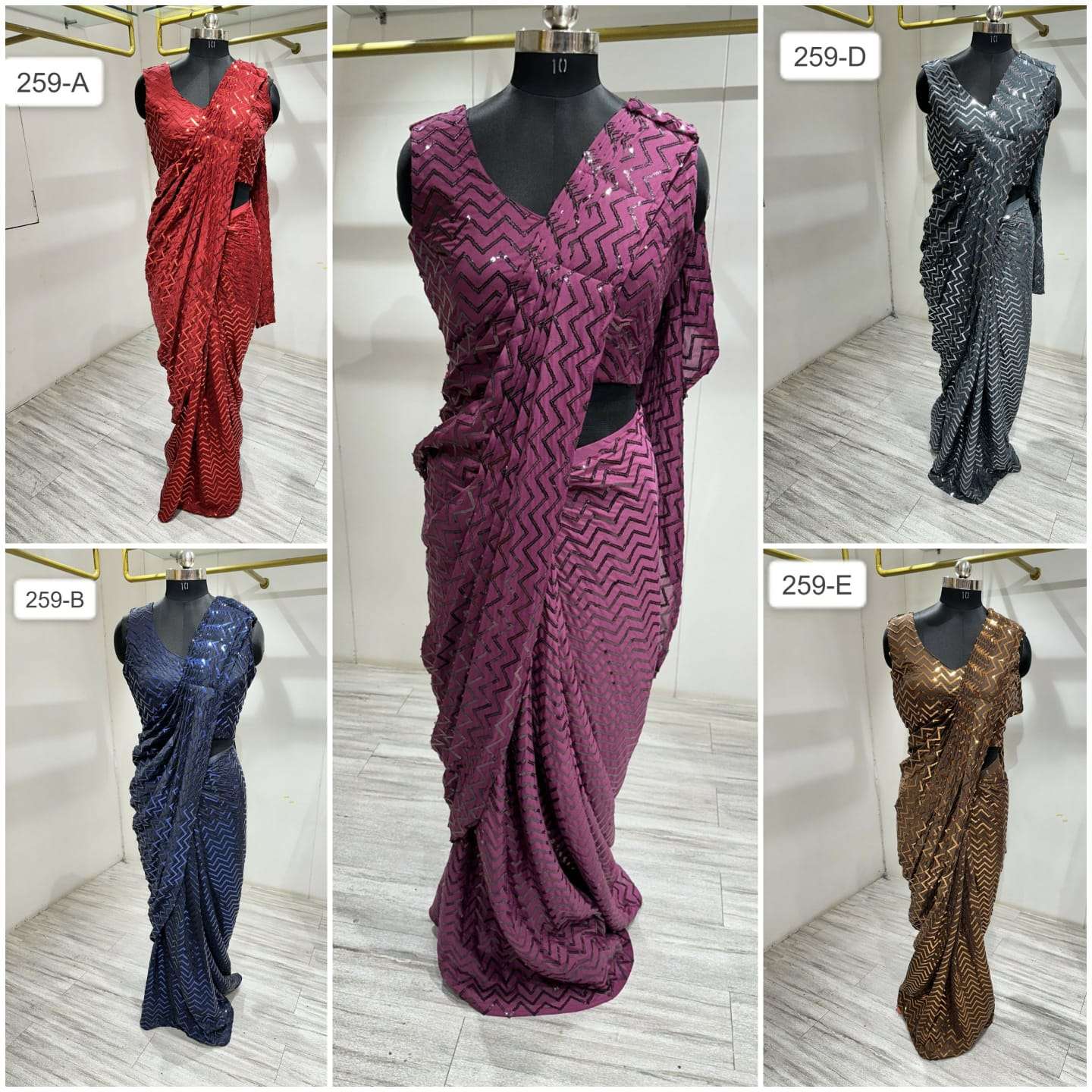  Amoha Trendz 259 Ready To Wear Sequence Saree Wholesale catalog
