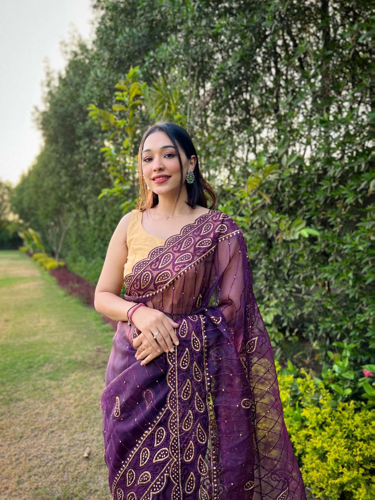Anisha Embroidery Worked Organza Saree Wholesale catalog