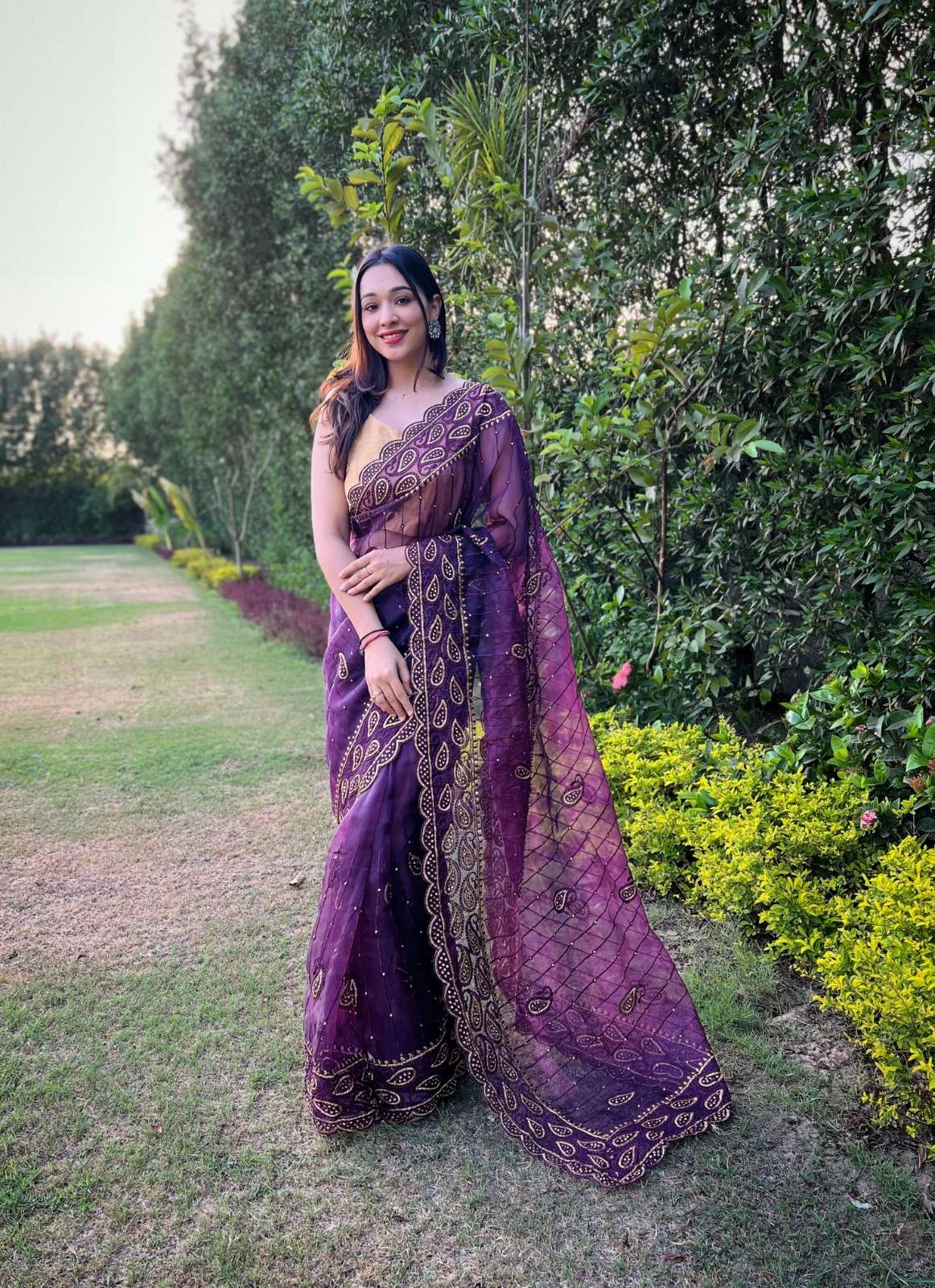 Anisha Embroidery Worked Organza Saree Wholesale catalog