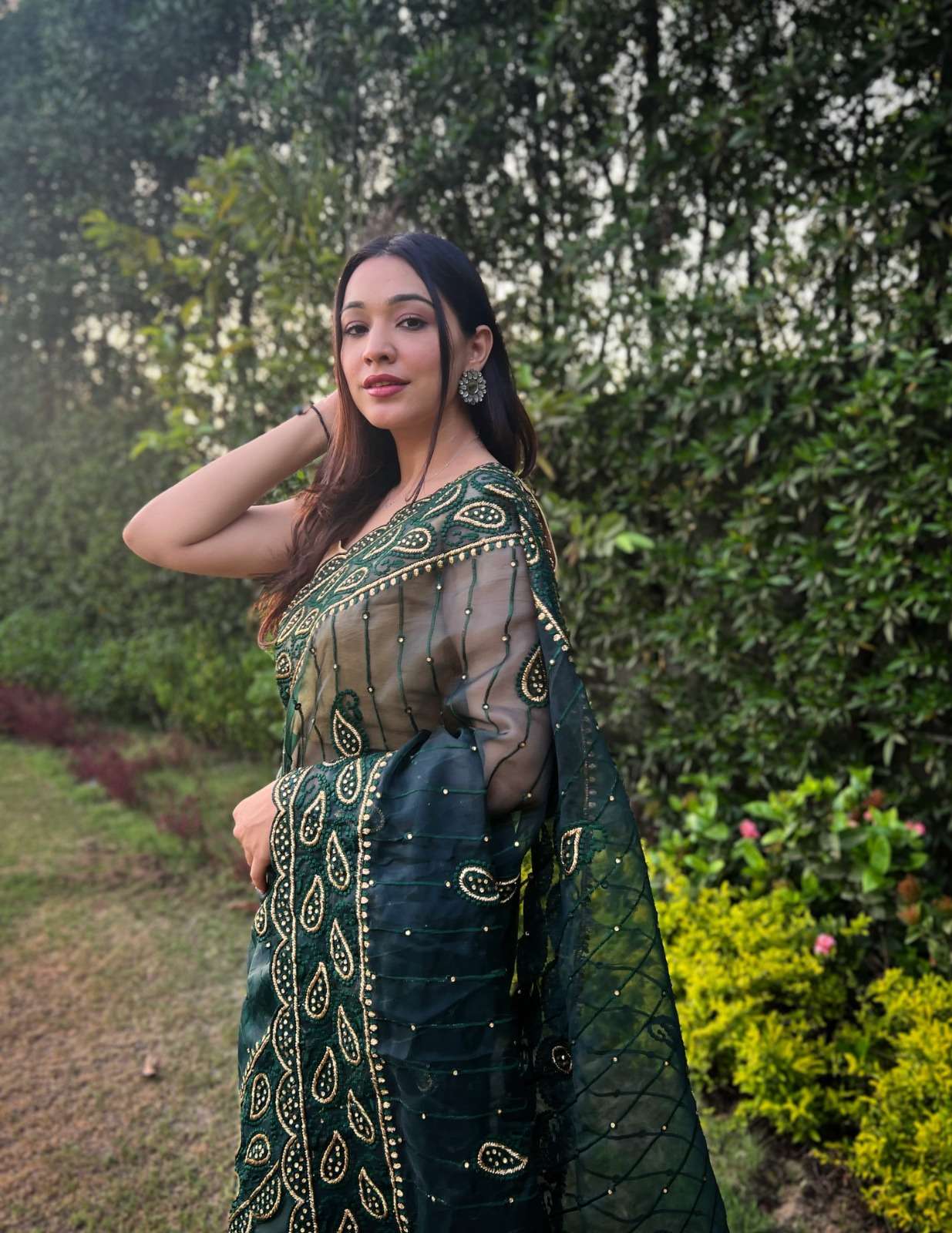 Anisha Embroidery Worked Organza Saree Wholesale catalog
