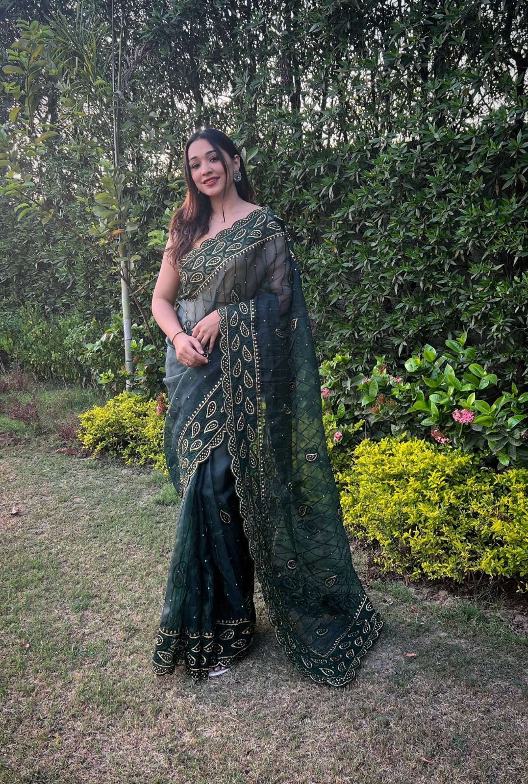 Anisha Embroidery Worked Organza Saree Wholesale catalog