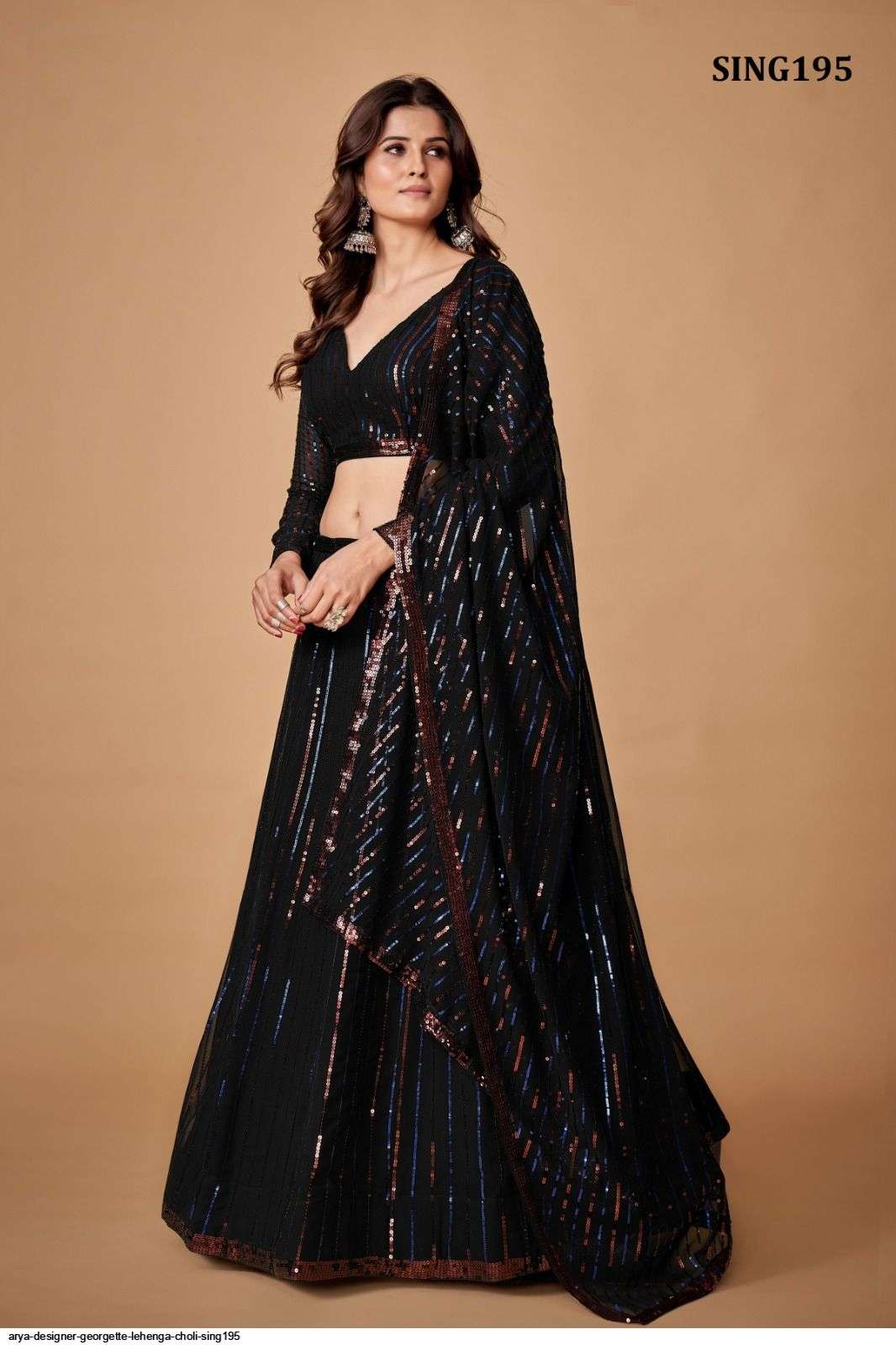 ARYA DESIGNER GEORGETTE LEHENGA CHOLI SING195 Wholesale catalog