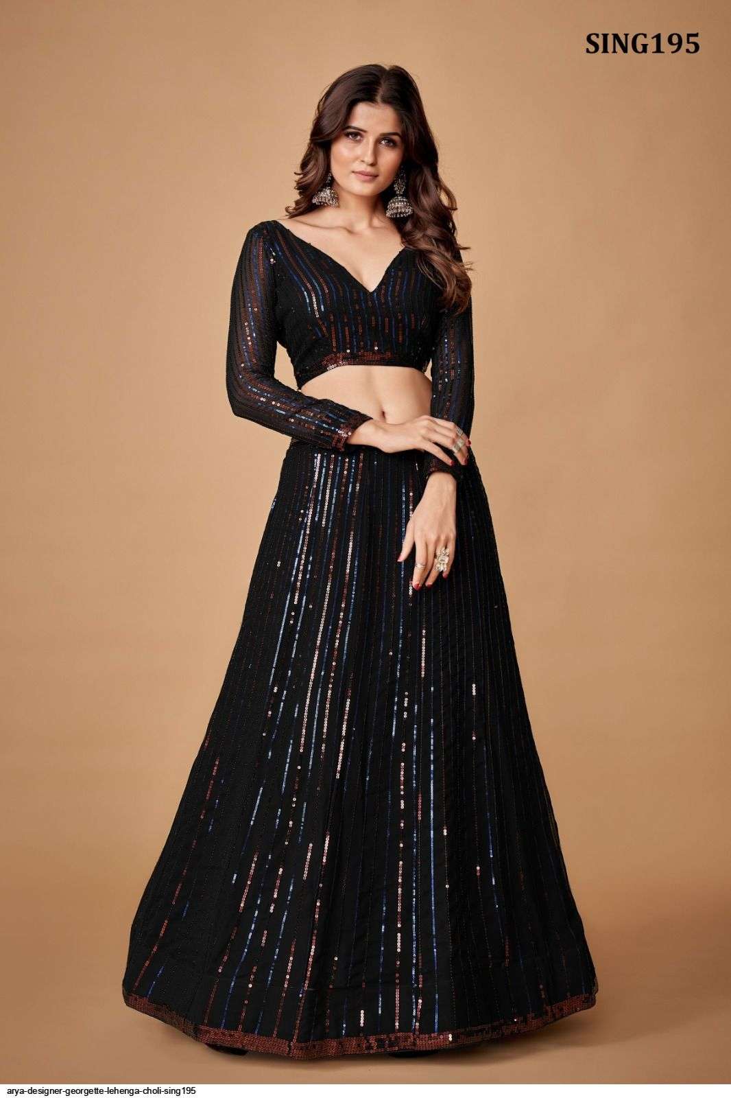ARYA DESIGNER GEORGETTE LEHENGA CHOLI SING195 Wholesale catalog