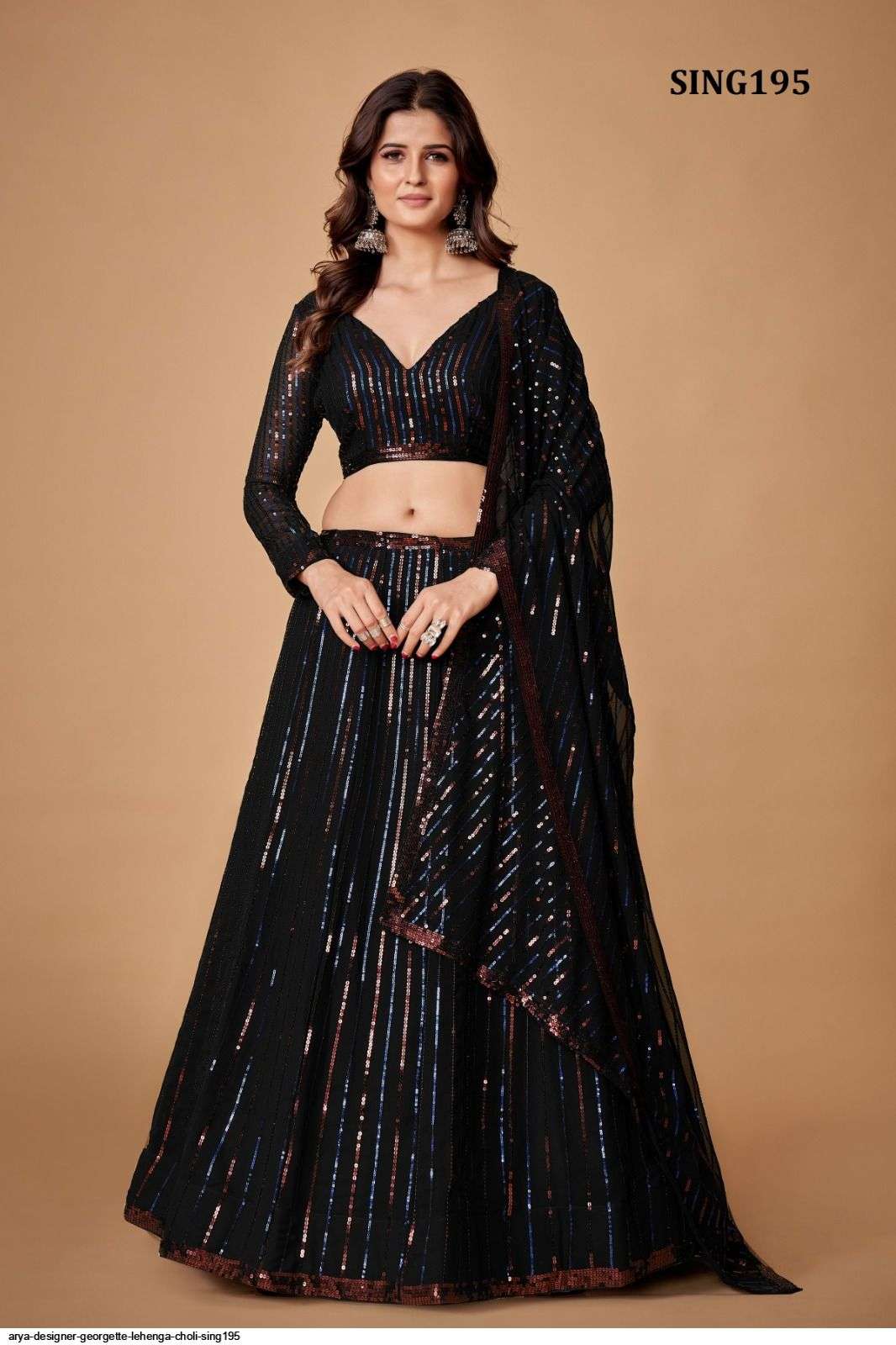 ARYA DESIGNER GEORGETTE LEHENGA CHOLI SING195 Wholesale catalog