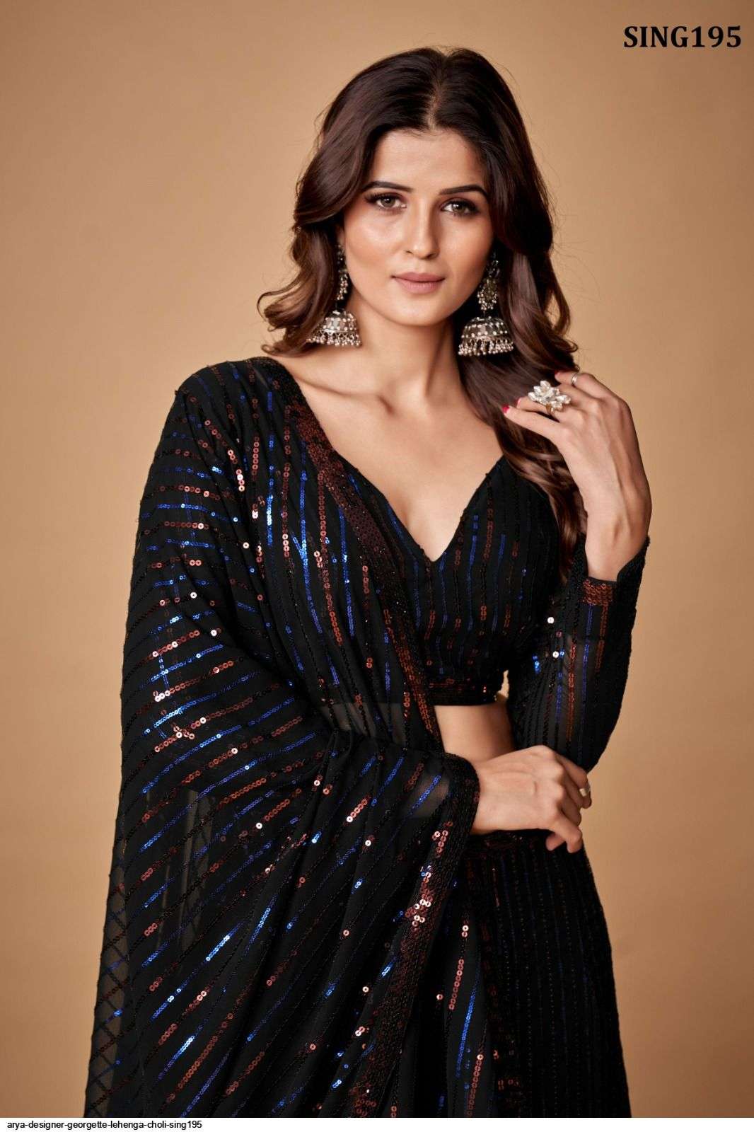ARYA DESIGNER GEORGETTE LEHENGA CHOLI SING195 Wholesale catalog