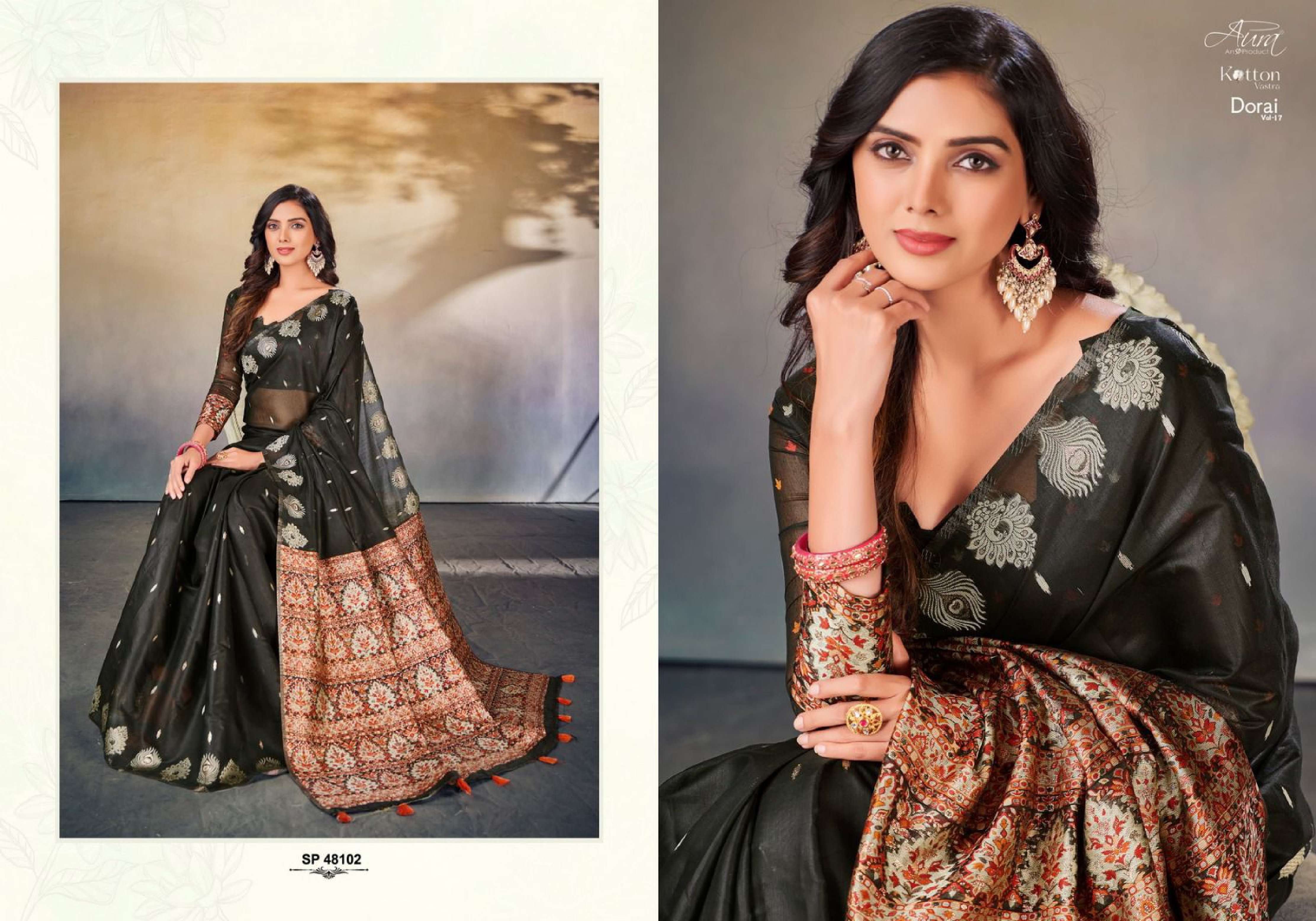 Aura Dorai Vol 17 Cotton Designer Saree Wholesale catalog