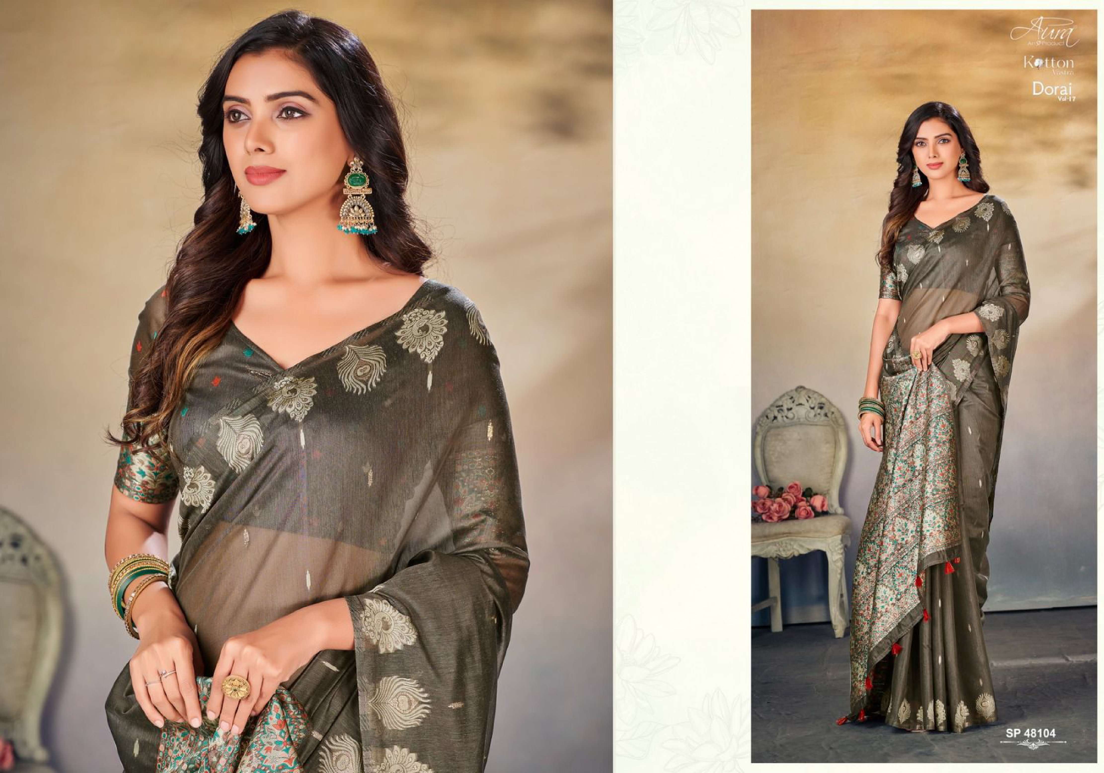 Aura Dorai Vol 17 Cotton Designer Saree Wholesale catalog