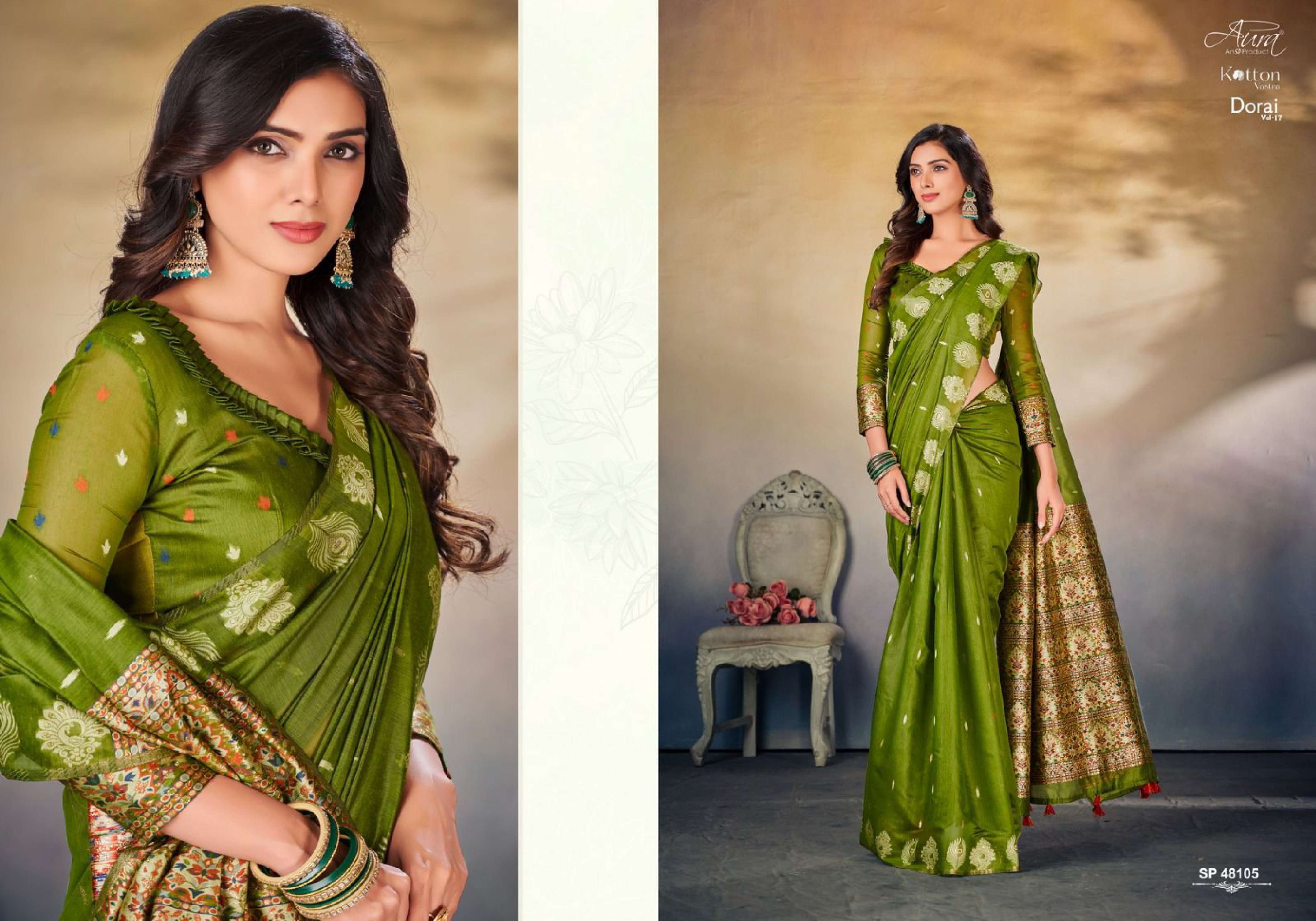 Aura Dorai Vol 17 Cotton Designer Saree Wholesale catalog