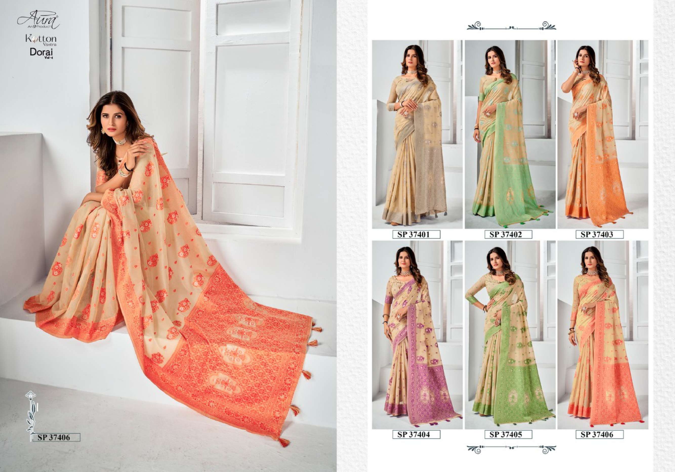 Aura Dorai Vol 4 Casual Printed Cotton Saree Wholesale catalog