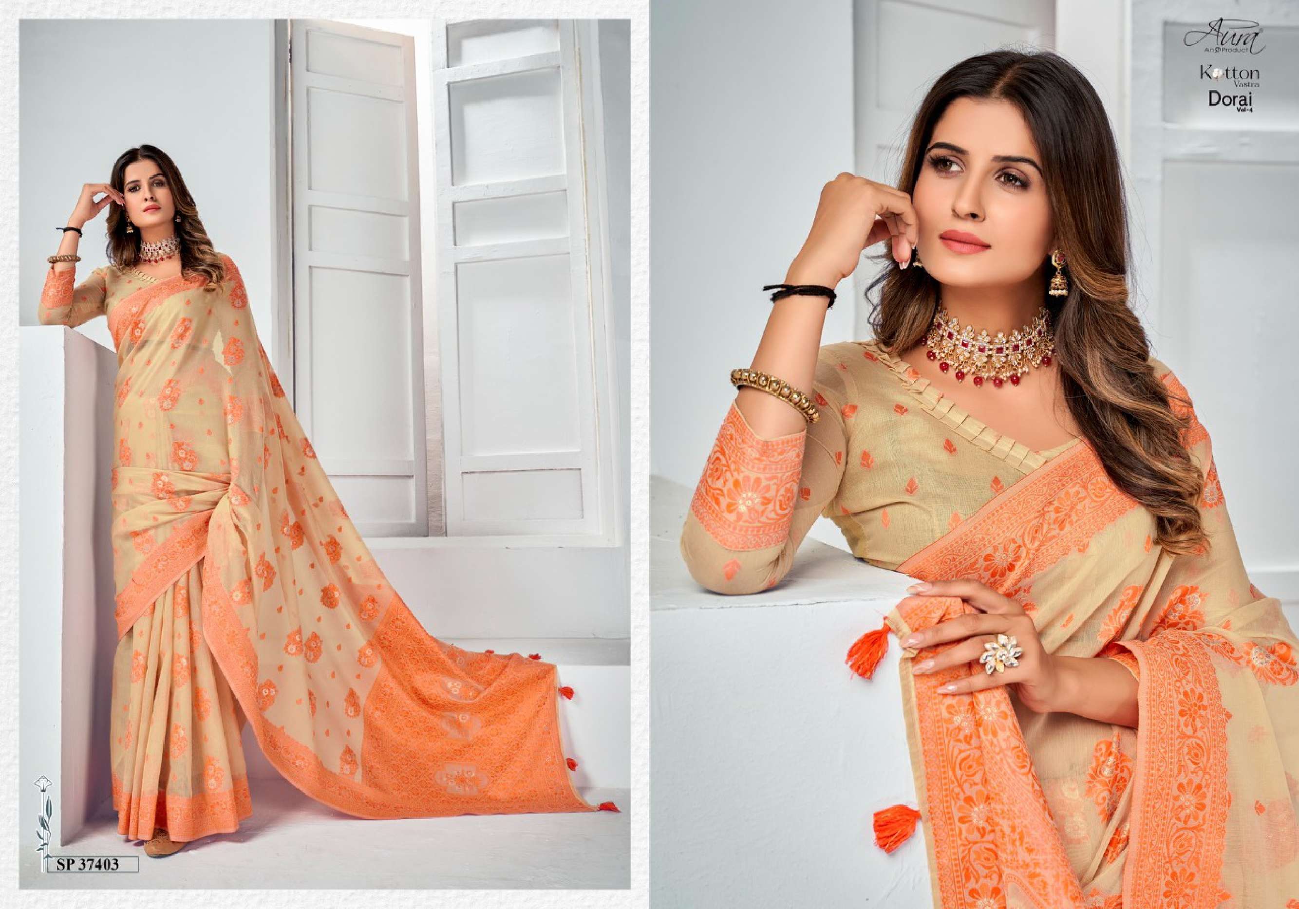Aura Dorai Vol 4 Casual Printed Cotton Saree Wholesale catalog