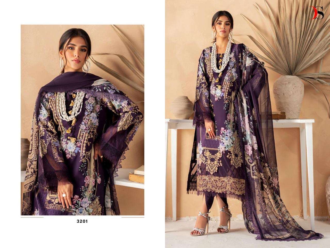 Deepsy Firdous Ayzal Cotton Dupatta Pakistani Suit Wholesale catalog