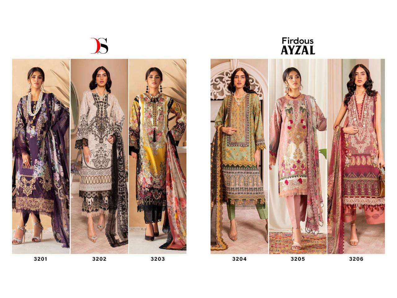 Deepsy Firdous Ayzal Cotton Dupatta Pakistani Suit Wholesale catalog