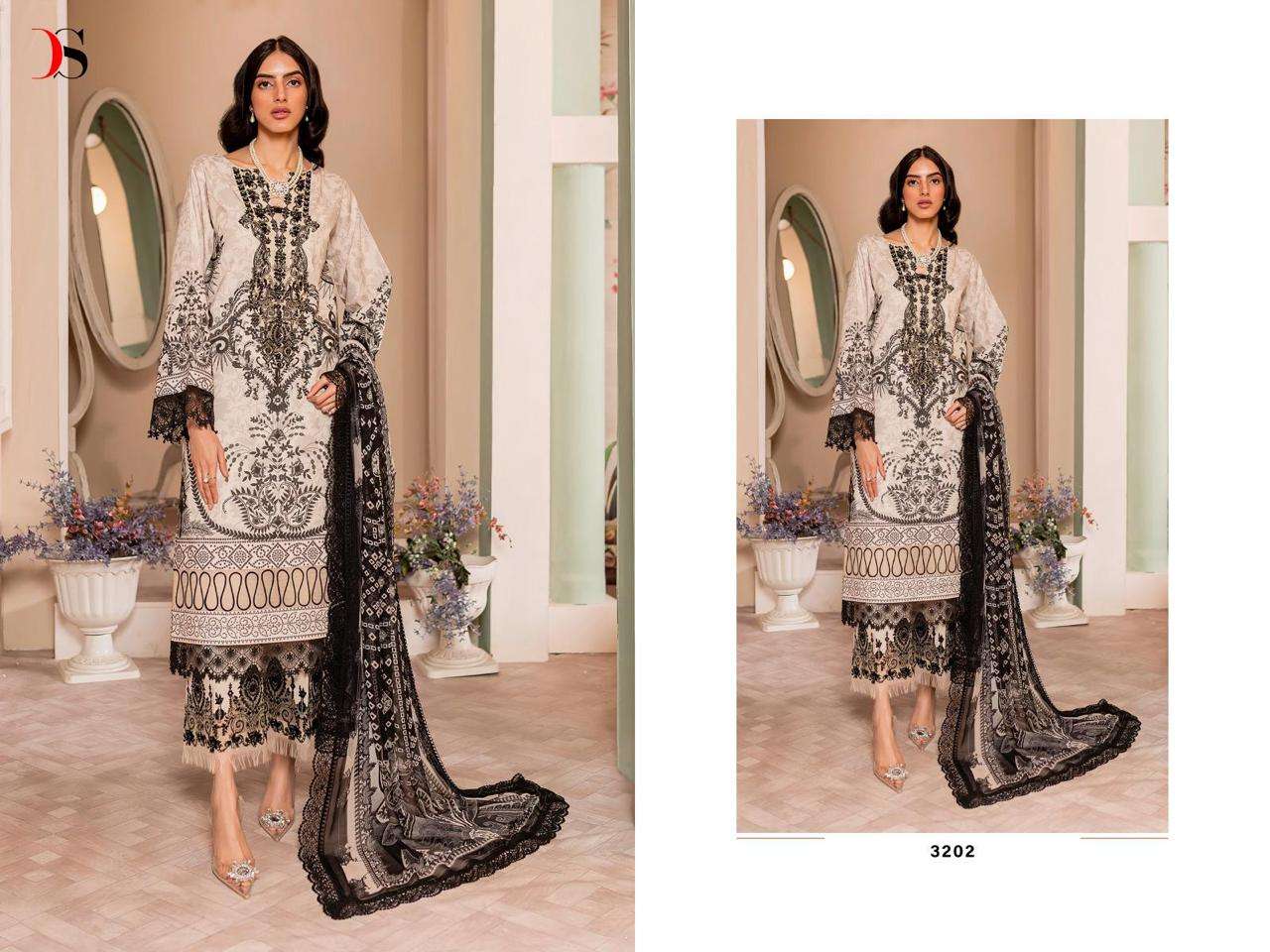 Deepsy Firdous Ayzal Cotton Dupatta Pakistani Suit Wholesale catalog