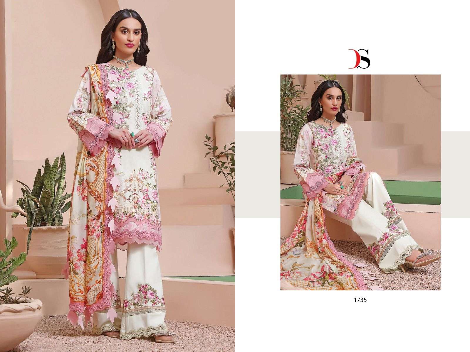 Deepsy Firdous Best Of Queens Court Cotton Dupatta Pakistani Suits Wholesale catalog
