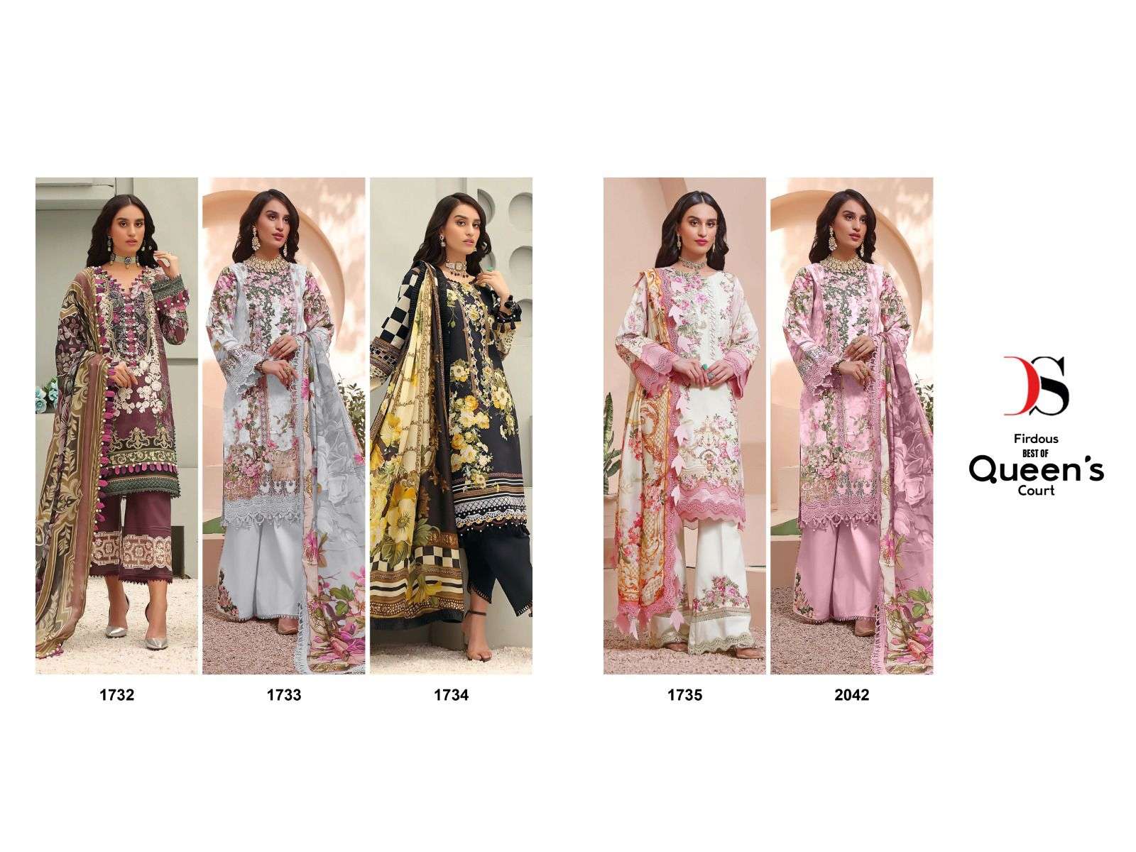 Deepsy Firdous Best Of Queens Court Cotton Dupatta Pakistani Suits Wholesale catalog