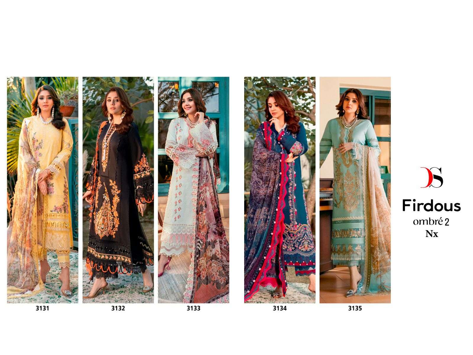 Deepsy Firdous Ombre 2 Nx Chiffon Dupatta Pakistani Suit Wholesale catalog