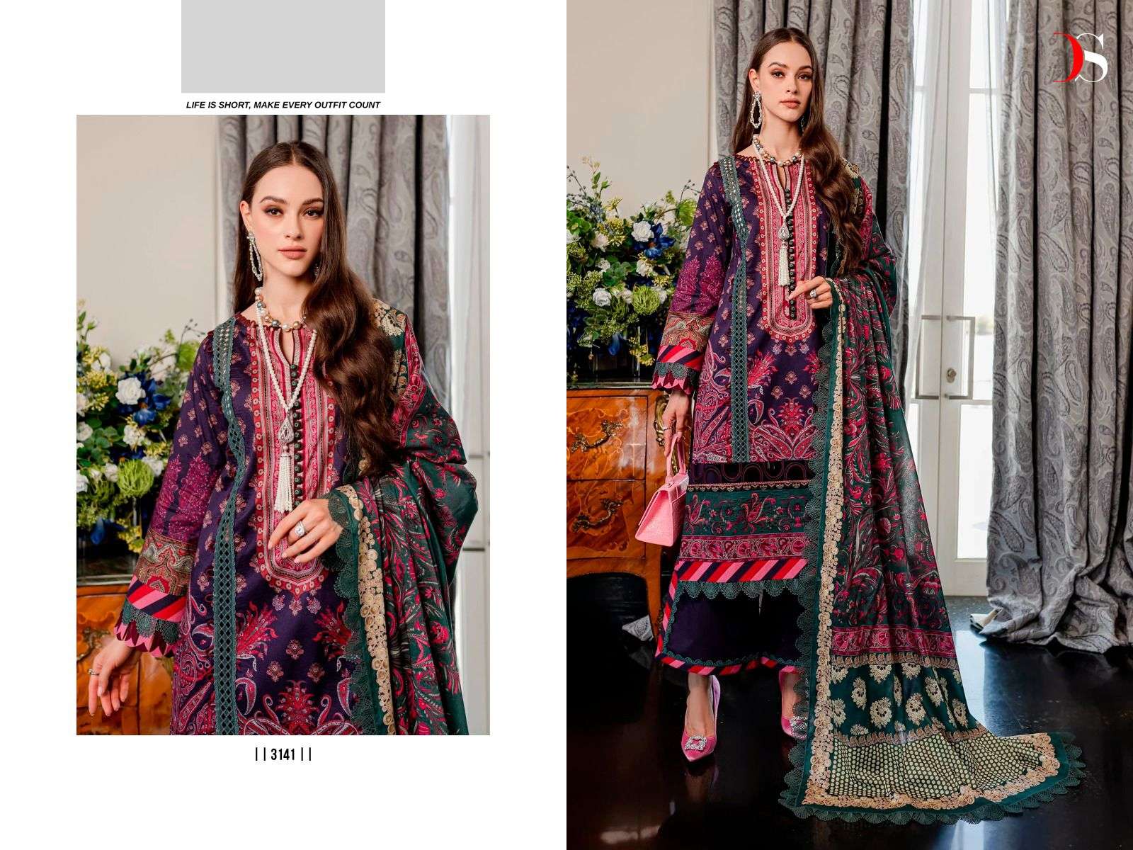 Deepsy Firdous Queens Court 4 Chiffon Dupatta Pakistani Suits Wholesale catalog