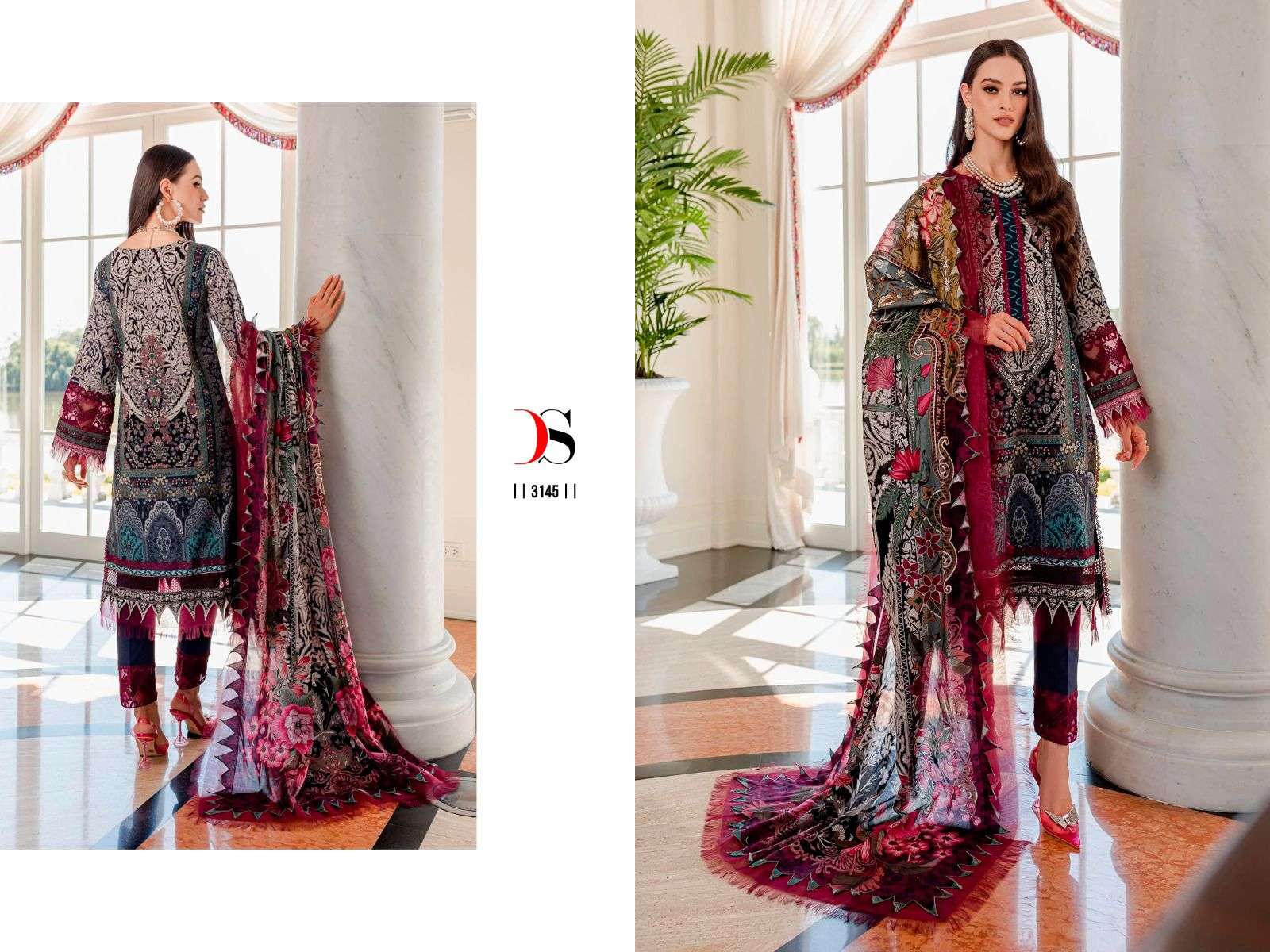 Deepsy Firdous Queens Court 4 Chiffon Dupatta Pakistani Suits Wholesale catalog