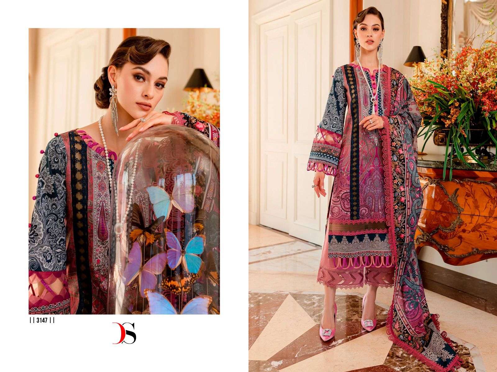 Deepsy Firdous Queens Court 4 Cotton Dupatta Pakistani Suits Wholesale catalog