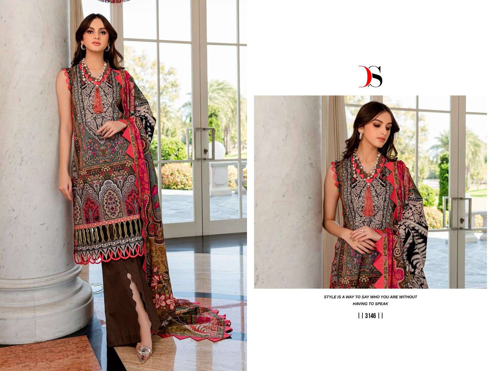 Deepsy Firdous Queens Court 4 Cotton Dupatta Pakistani Suits Wholesale catalog