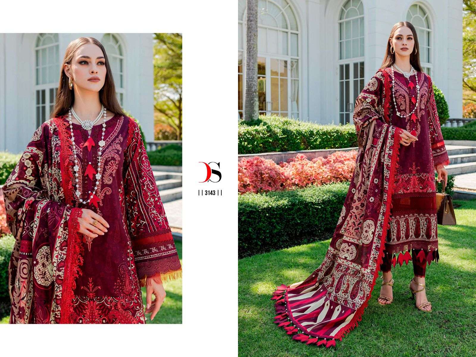 Deepsy Firdous Queens Court 4 Cotton Dupatta Pakistani Suits Wholesale catalog