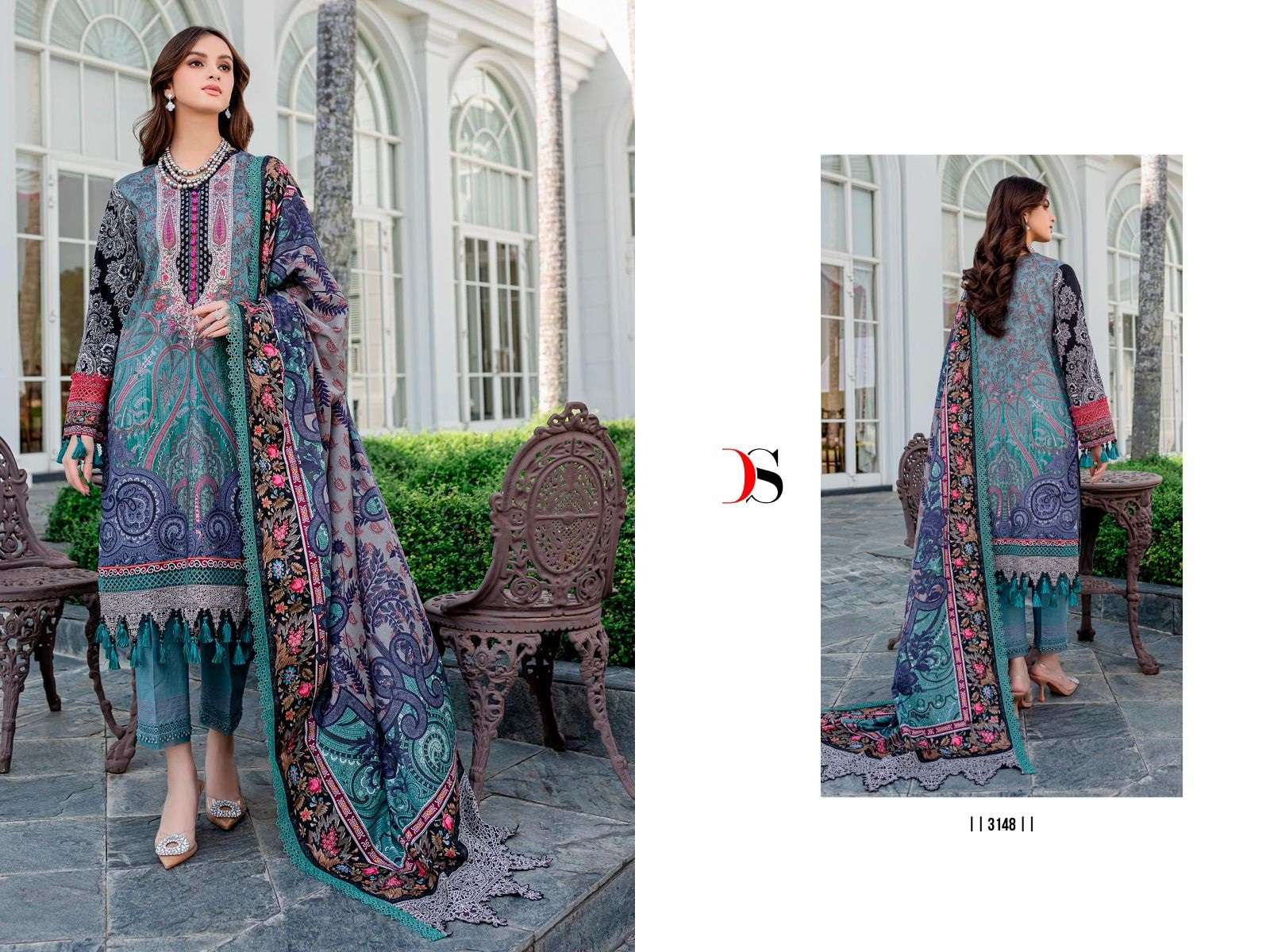 Deepsy Firdous Queens Court 4 Cotton Dupatta Pakistani Suits Wholesale catalog