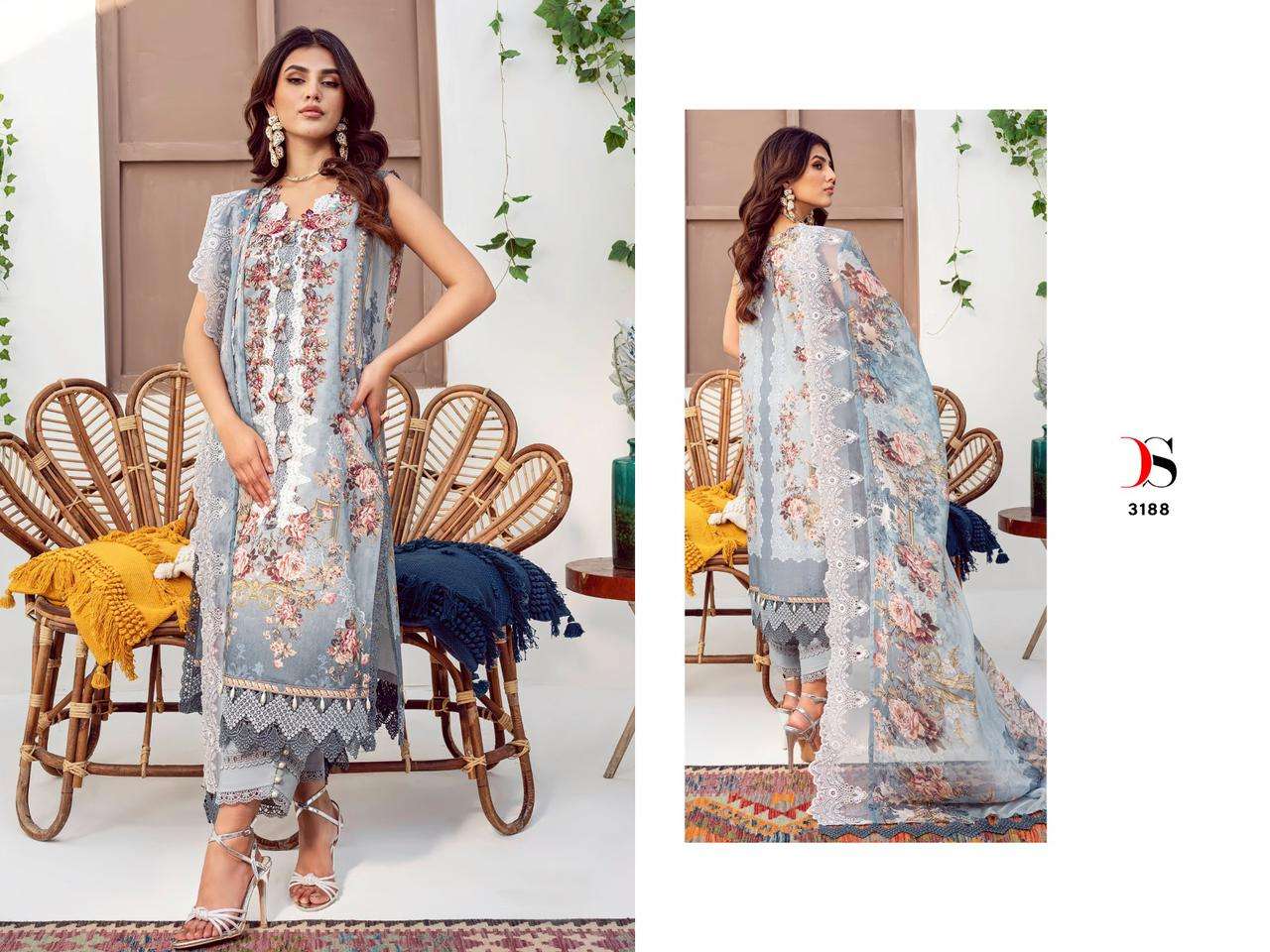 Deepsy Jade Needle Wonder 2023 Vol 2 Chiffon Dupatta Pakistani Suits Wholesale catalog