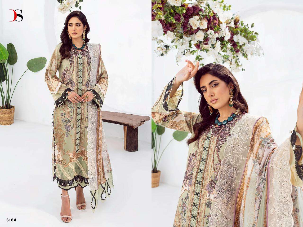 Deepsy Jade Needle Wonder 2023 Vol 2 Chiffon Dupatta Pakistani Suits Wholesale catalog