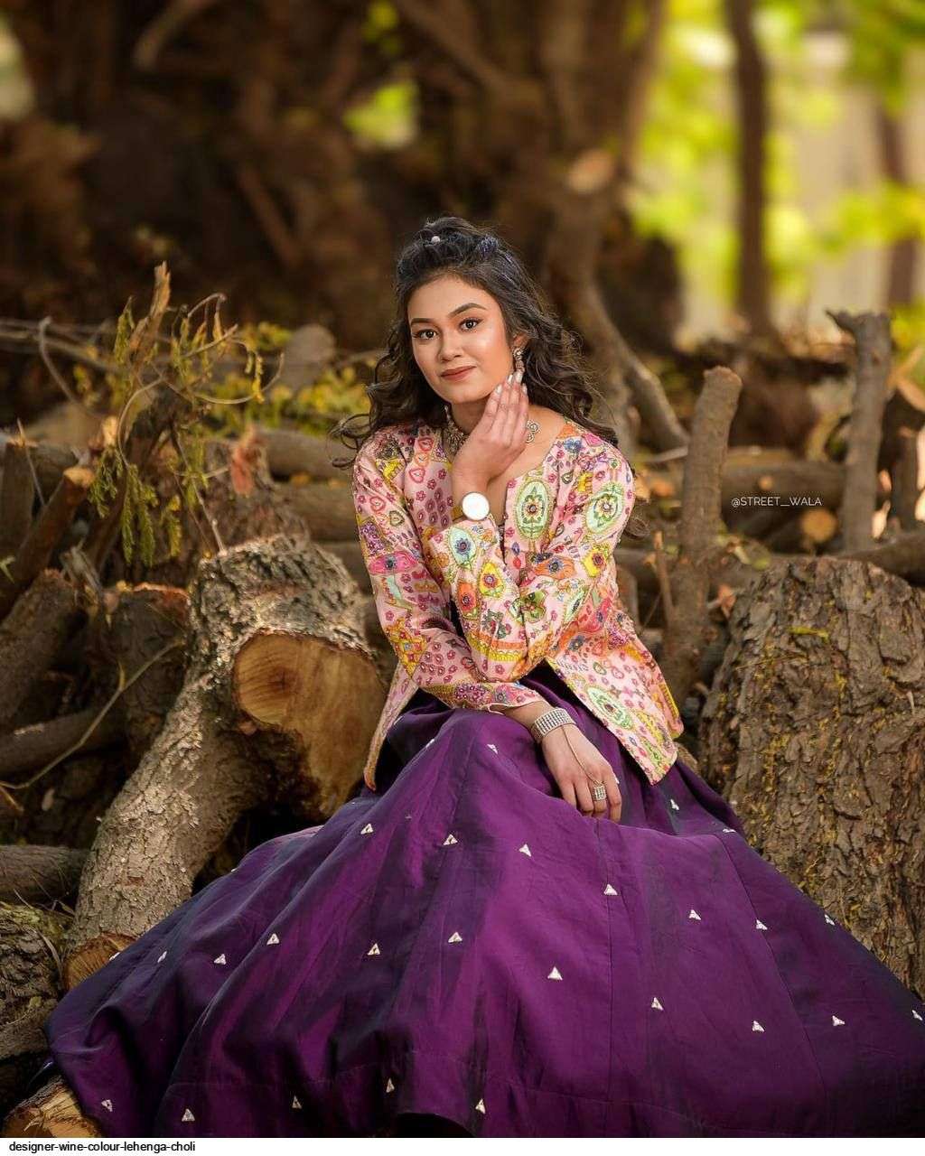DESIGNER WINE COLOUR LEHENGA CHOLI Wholesale catalog
