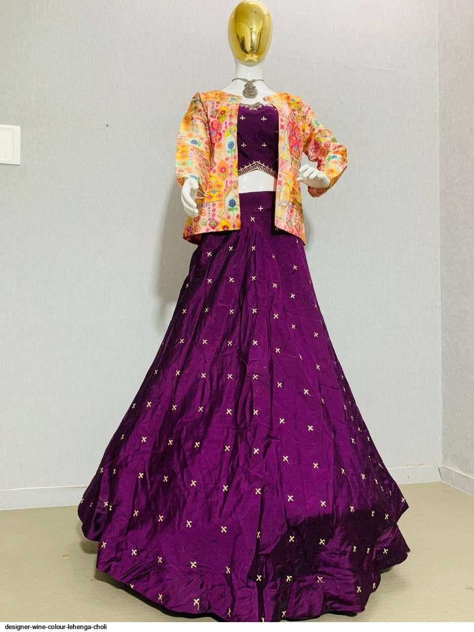 DESIGNER WINE COLOUR LEHENGA CHOLI Wholesale catalog