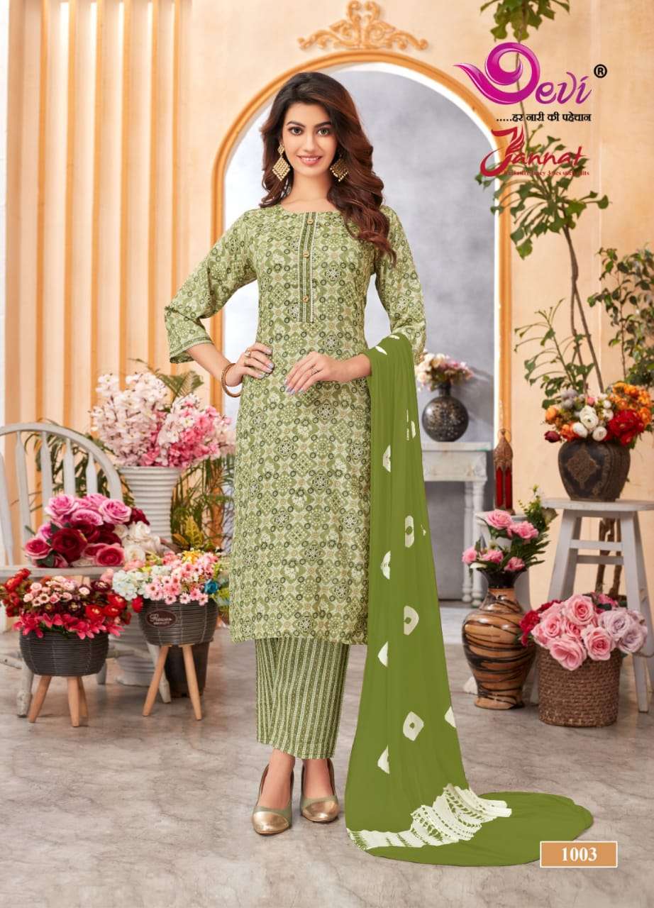 Devi Jannat Vol-1 – Kurti Pant With Dupatta Wholesale catalog
