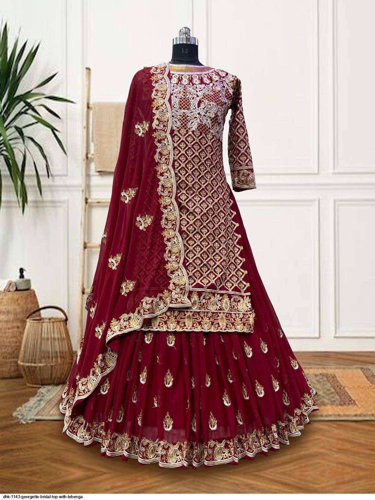  DHK 1143 GEORGETTE BRIDAL TOP WITH LEHENGA Wholesale catalog