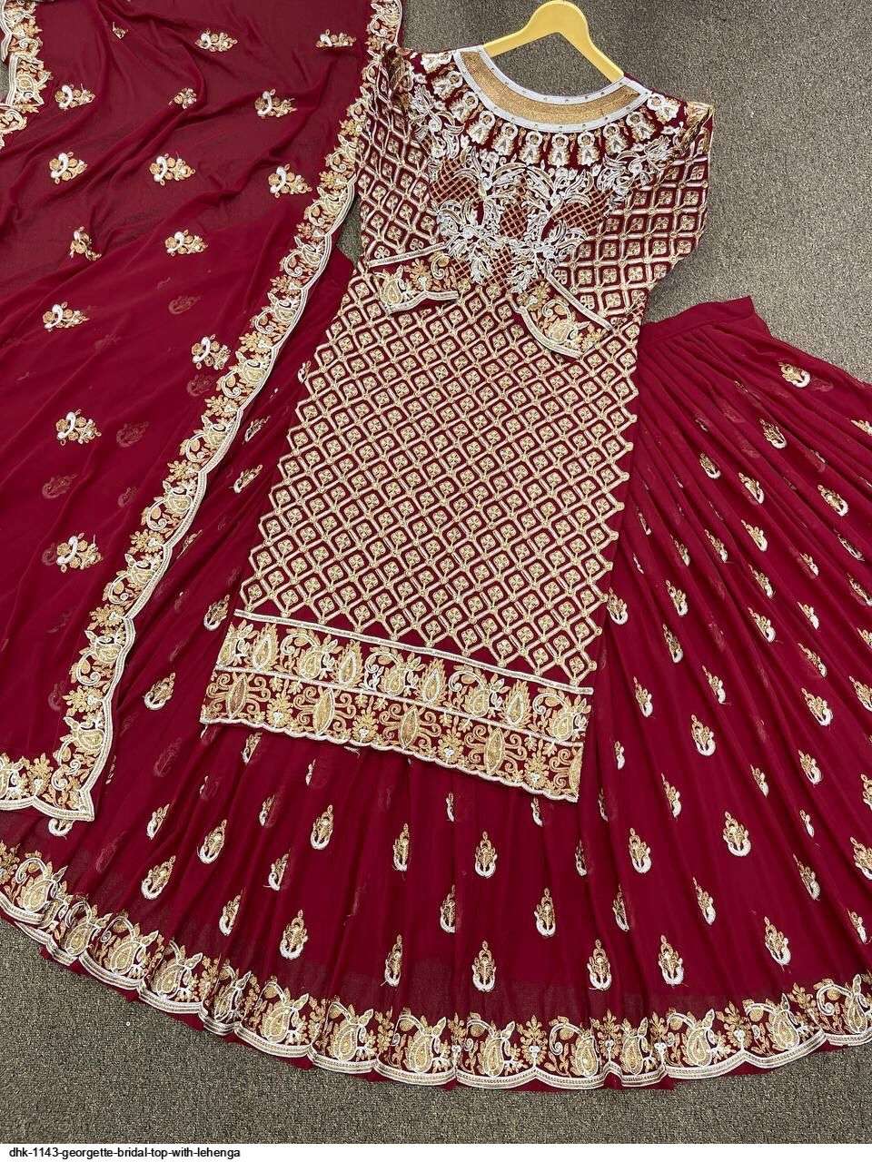  DHK 1143 GEORGETTE BRIDAL TOP WITH LEHENGA Wholesale catalog