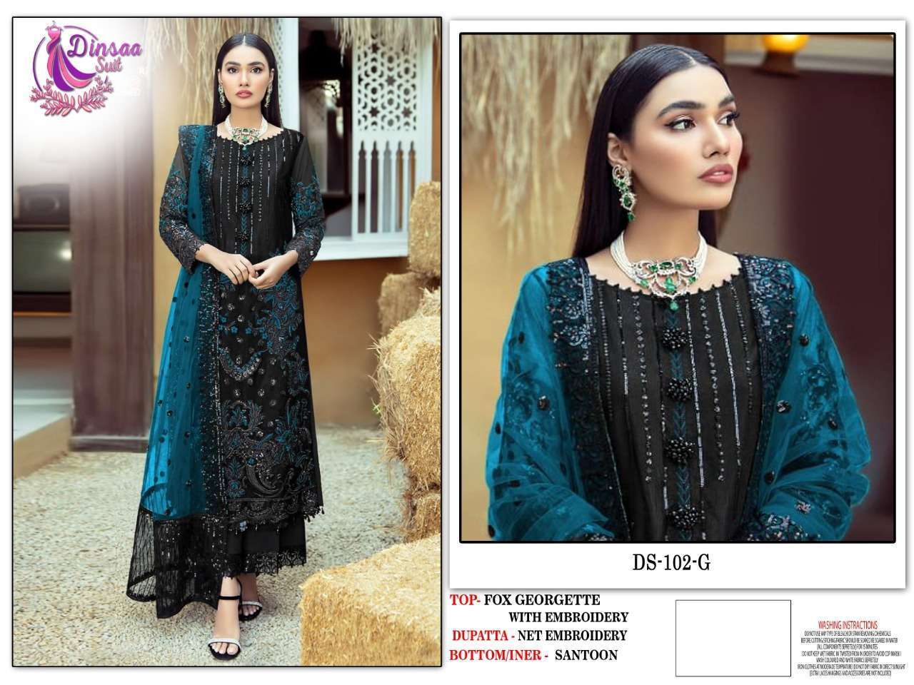 Dinsaa 102 E To H Designer Pakistani Suits Wholesale catalog