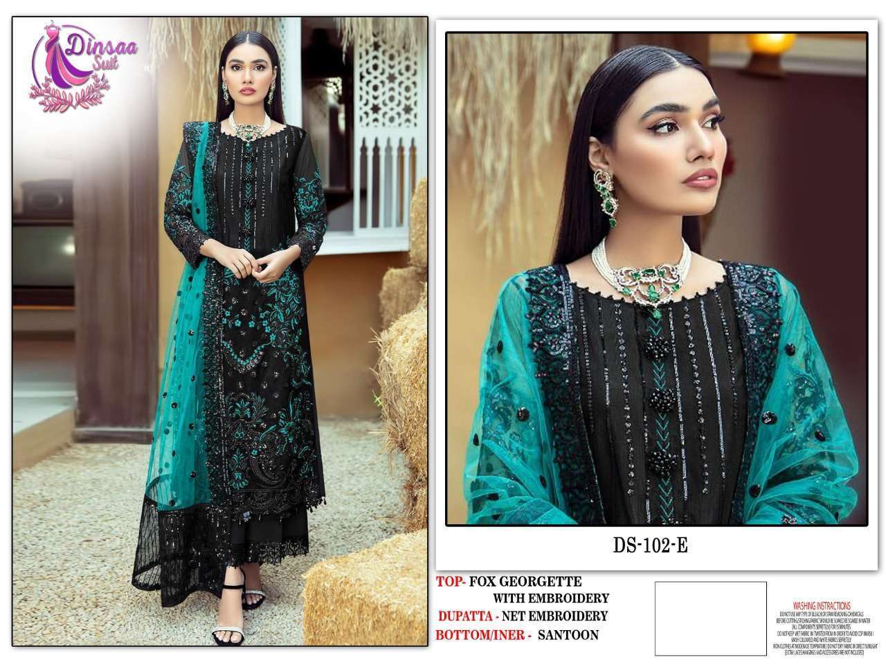 Dinsaa 102 E To H Designer Pakistani Suits Wholesale catalog