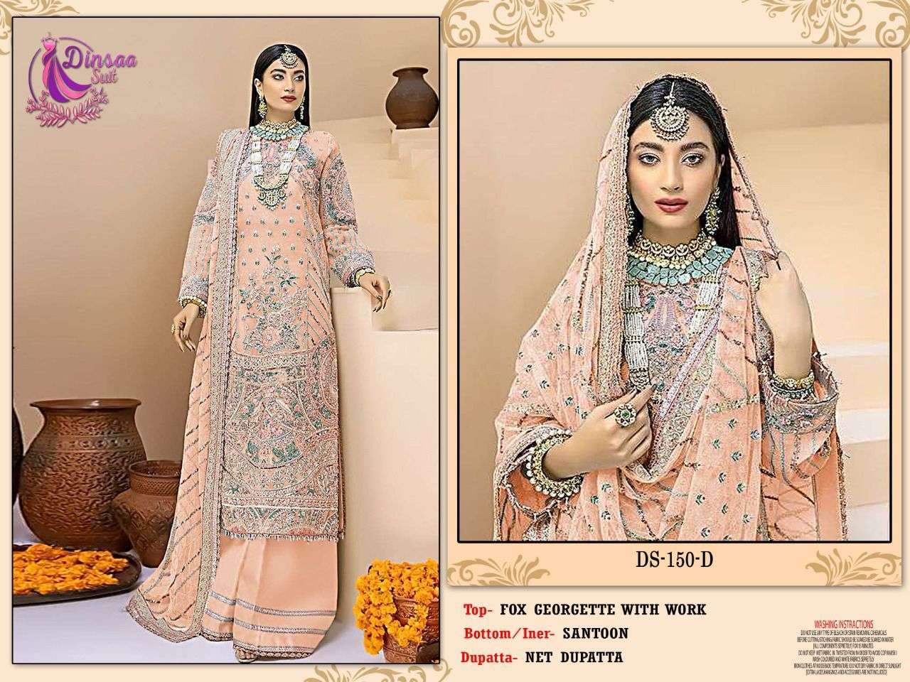 Dinsaa 150 A To D Designer Pakistani Suit Wholesale catalog