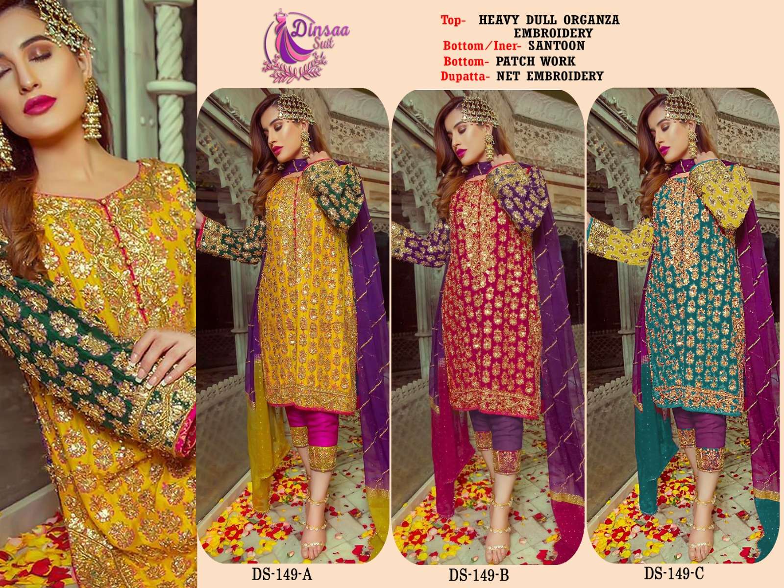 Dinsaa 173 Colour Designer Pakistani Suit Wholesale catalog