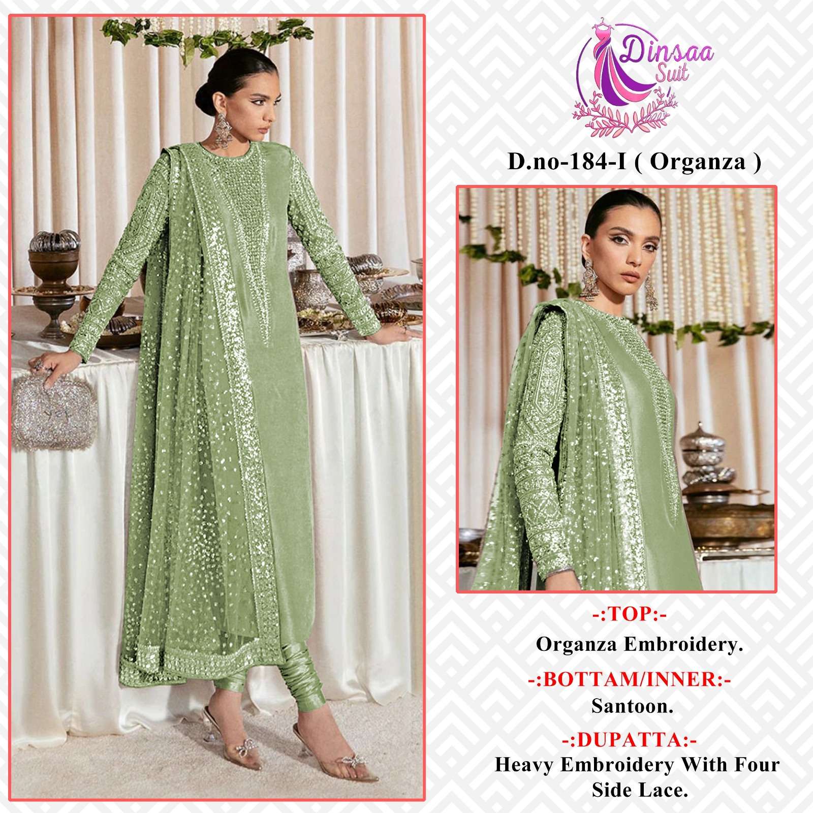 Dinsaa 184 I To L Exclusive Pakistani Suits Wholesale catalog