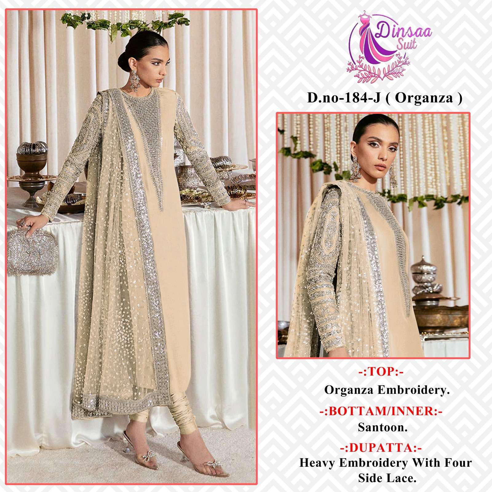 Dinsaa 184 I To L Exclusive Pakistani Suits Wholesale catalog