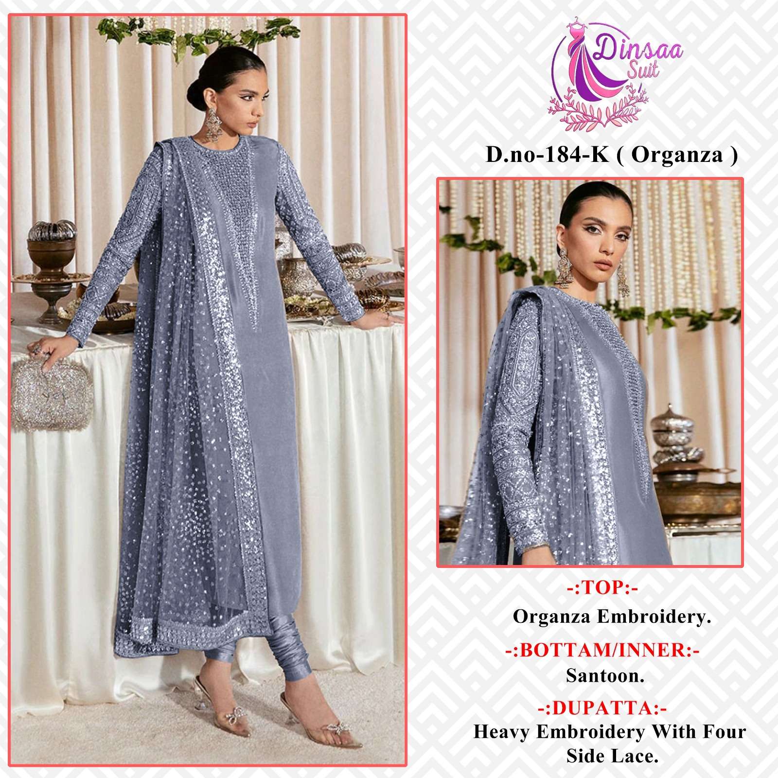 Dinsaa 184 I To L Exclusive Pakistani Suits Wholesale catalog