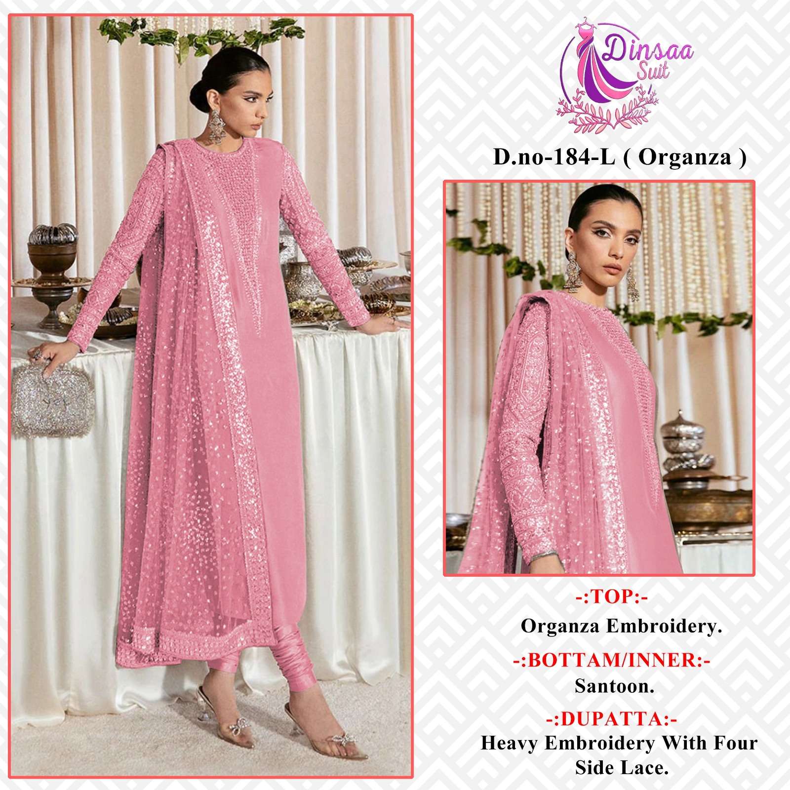 Dinsaa 184 I To L Exclusive Pakistani Suits Wholesale catalog